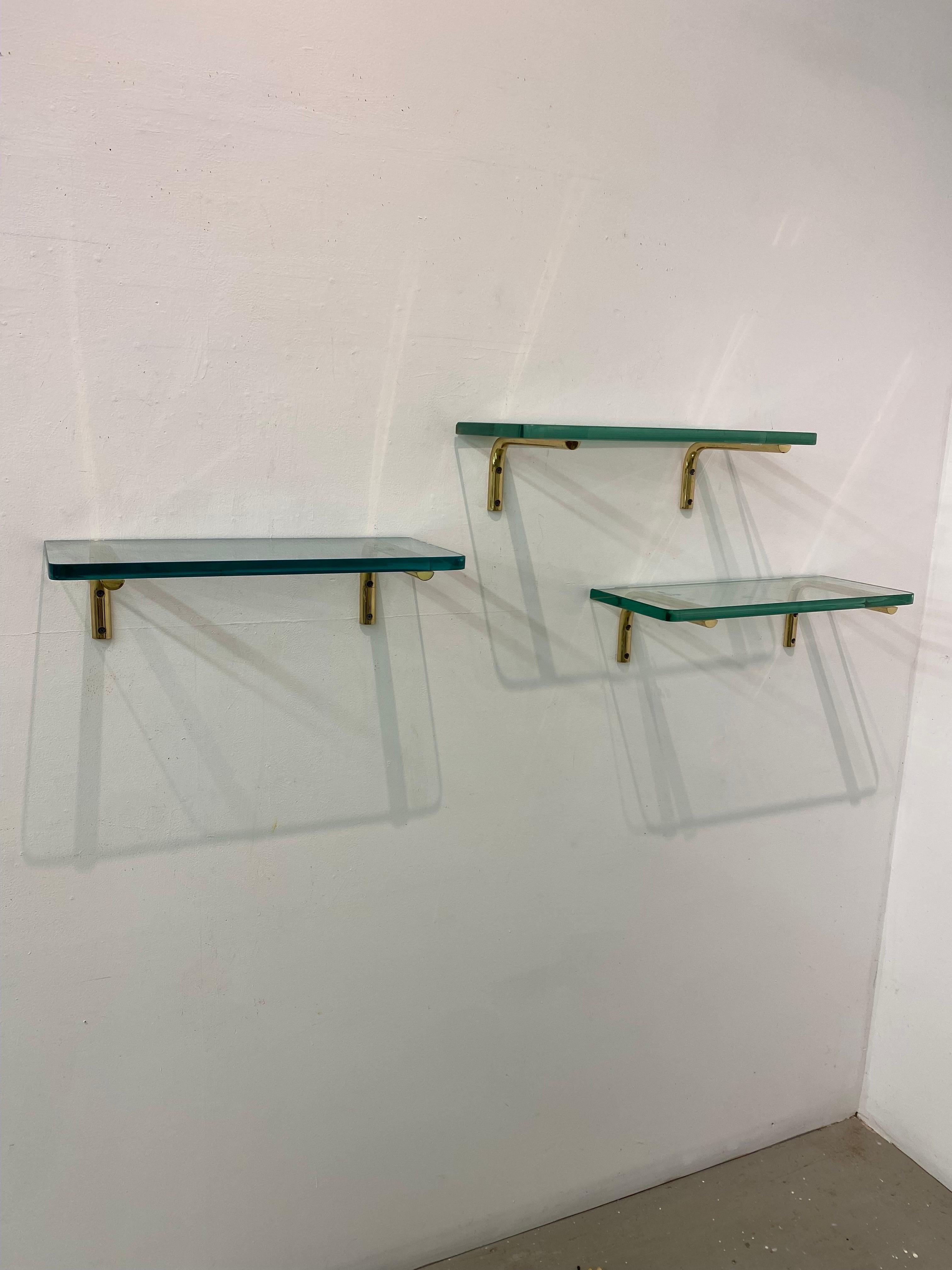 Brass and Glass Shelves, Set of 6 5