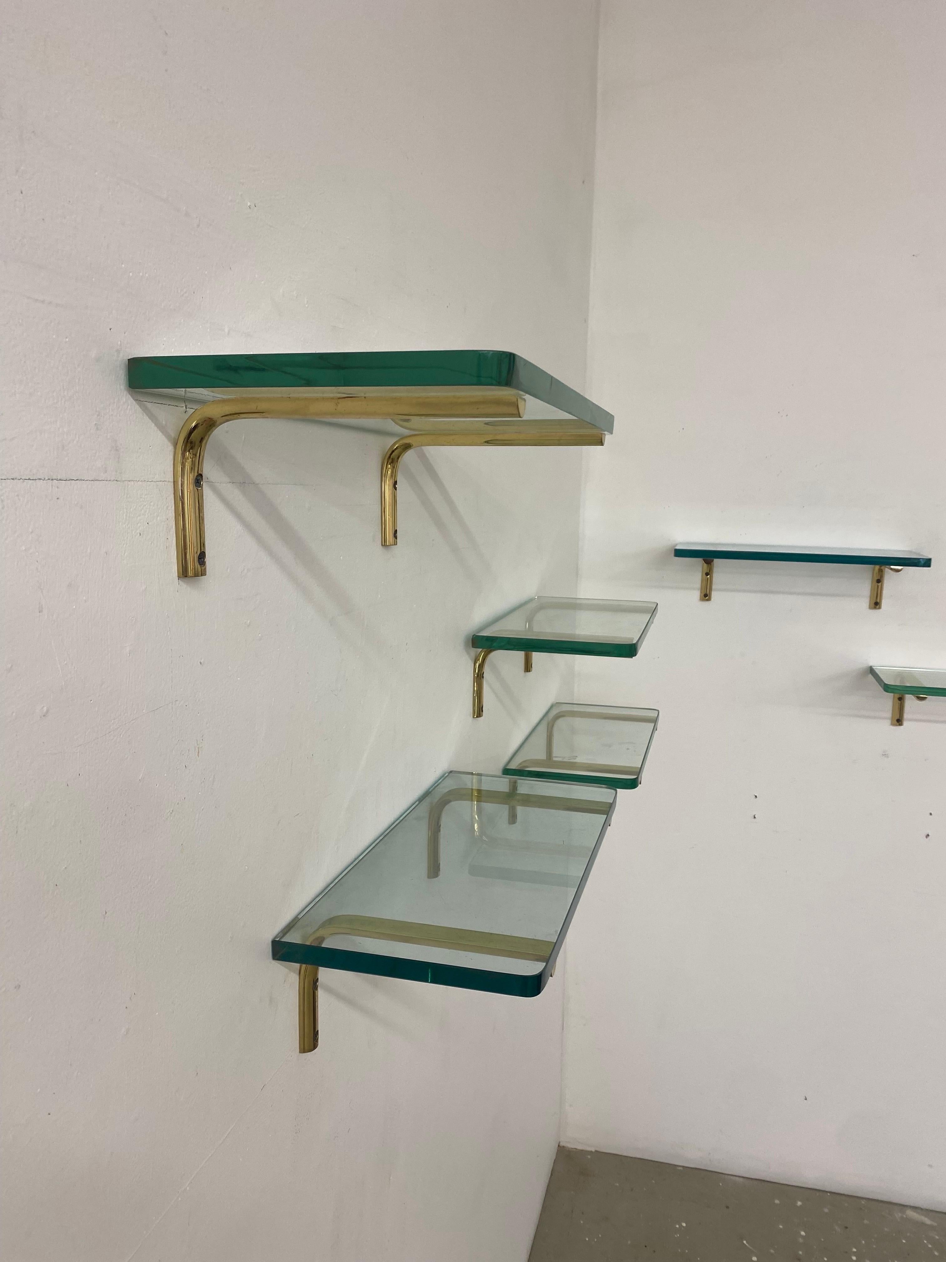 brass glass shelf brackets