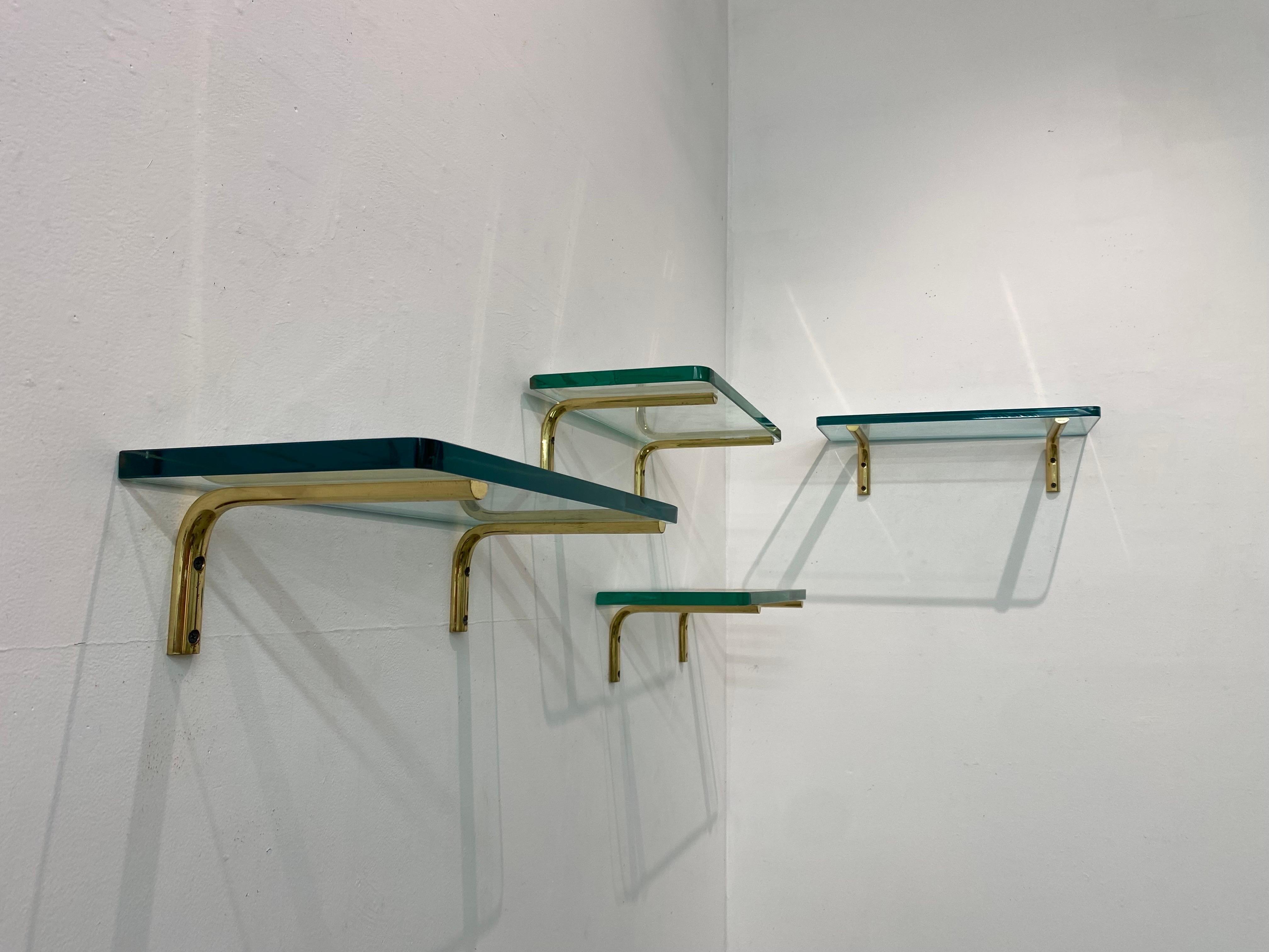 American Brass and Glass Shelves, Set of 6