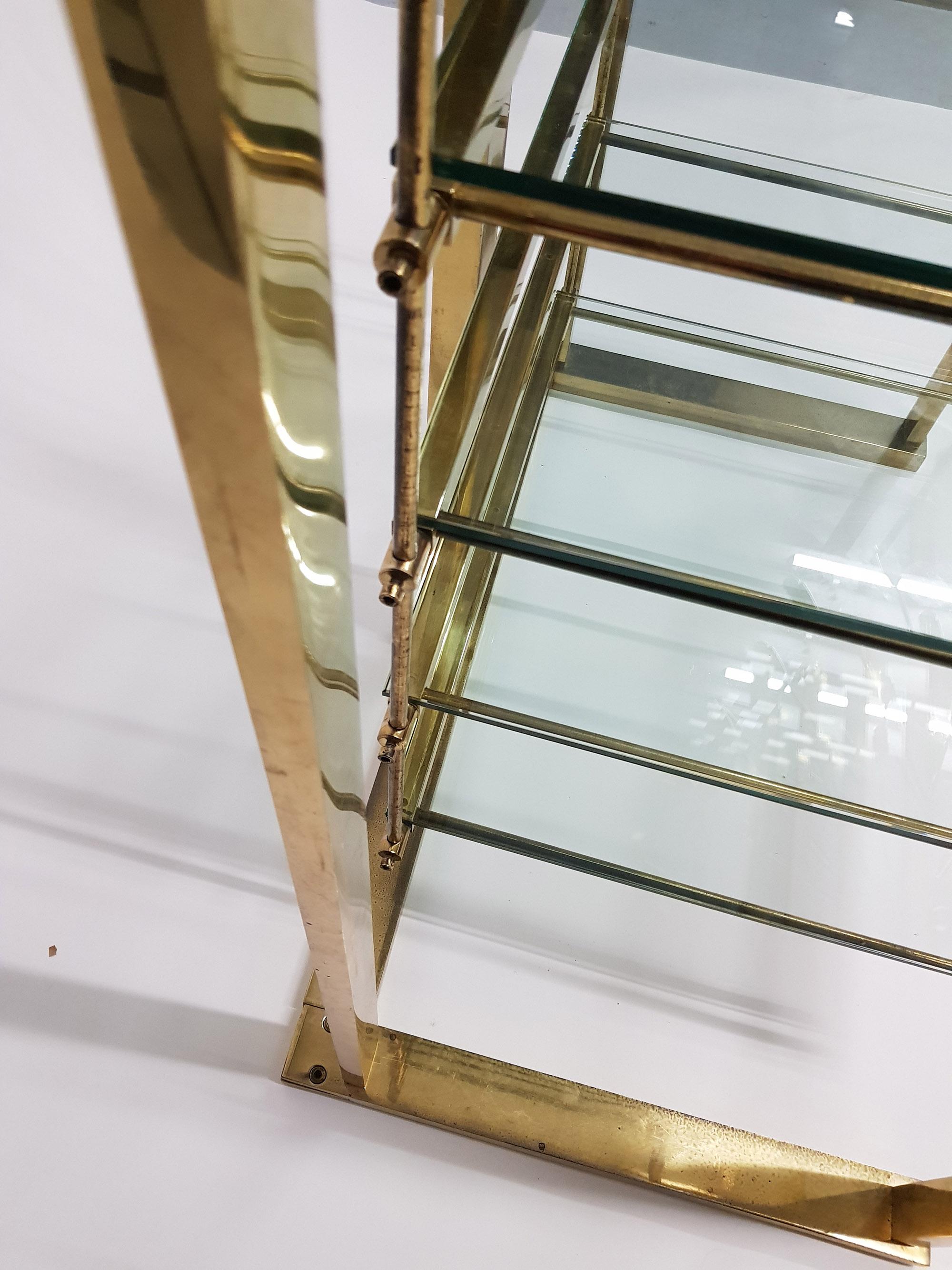 Brass and Glass Shelving Unit in Style of Romeo Rega, Italy, circa 1970 For Sale 5