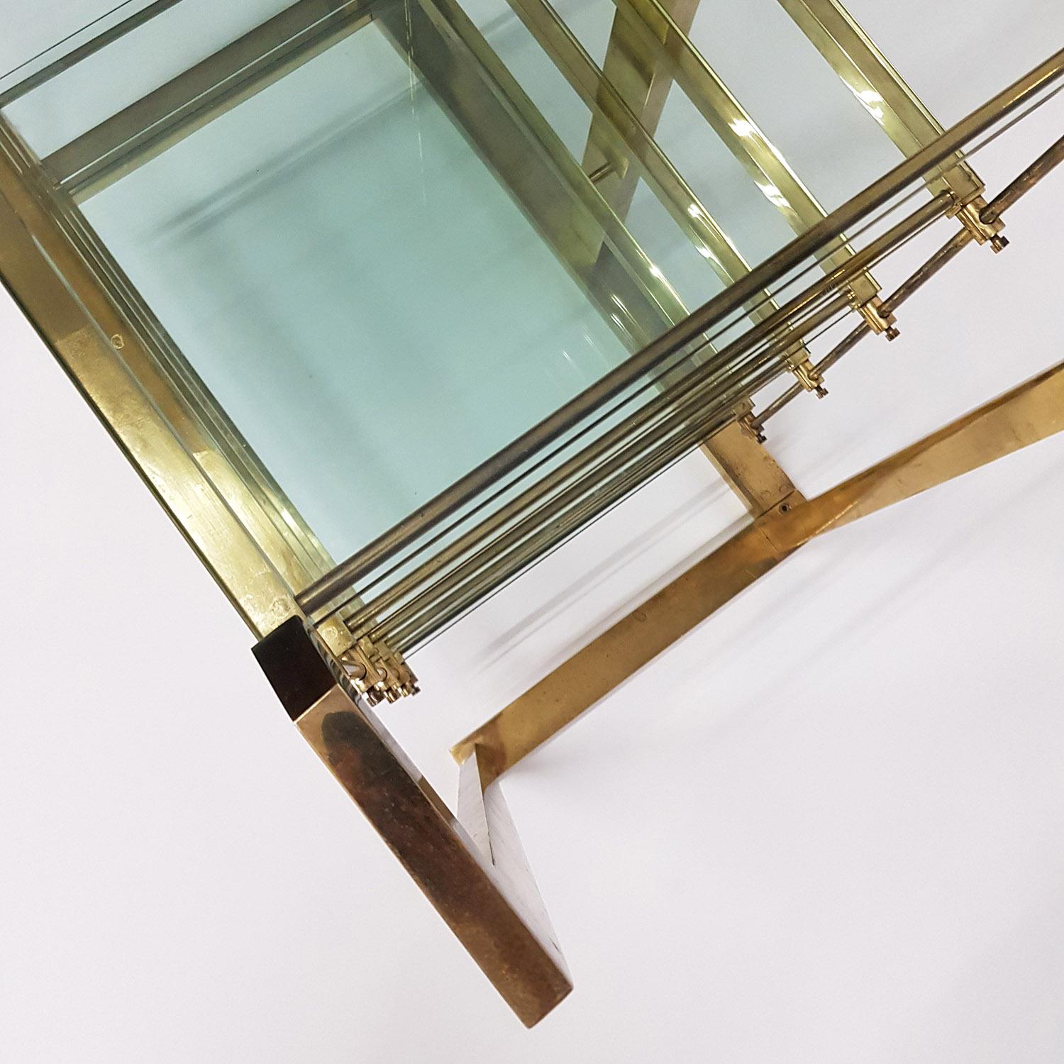 Brass and Glass Shelving Unit in Style of Romeo Rega, Italy, circa 1970 For Sale 3