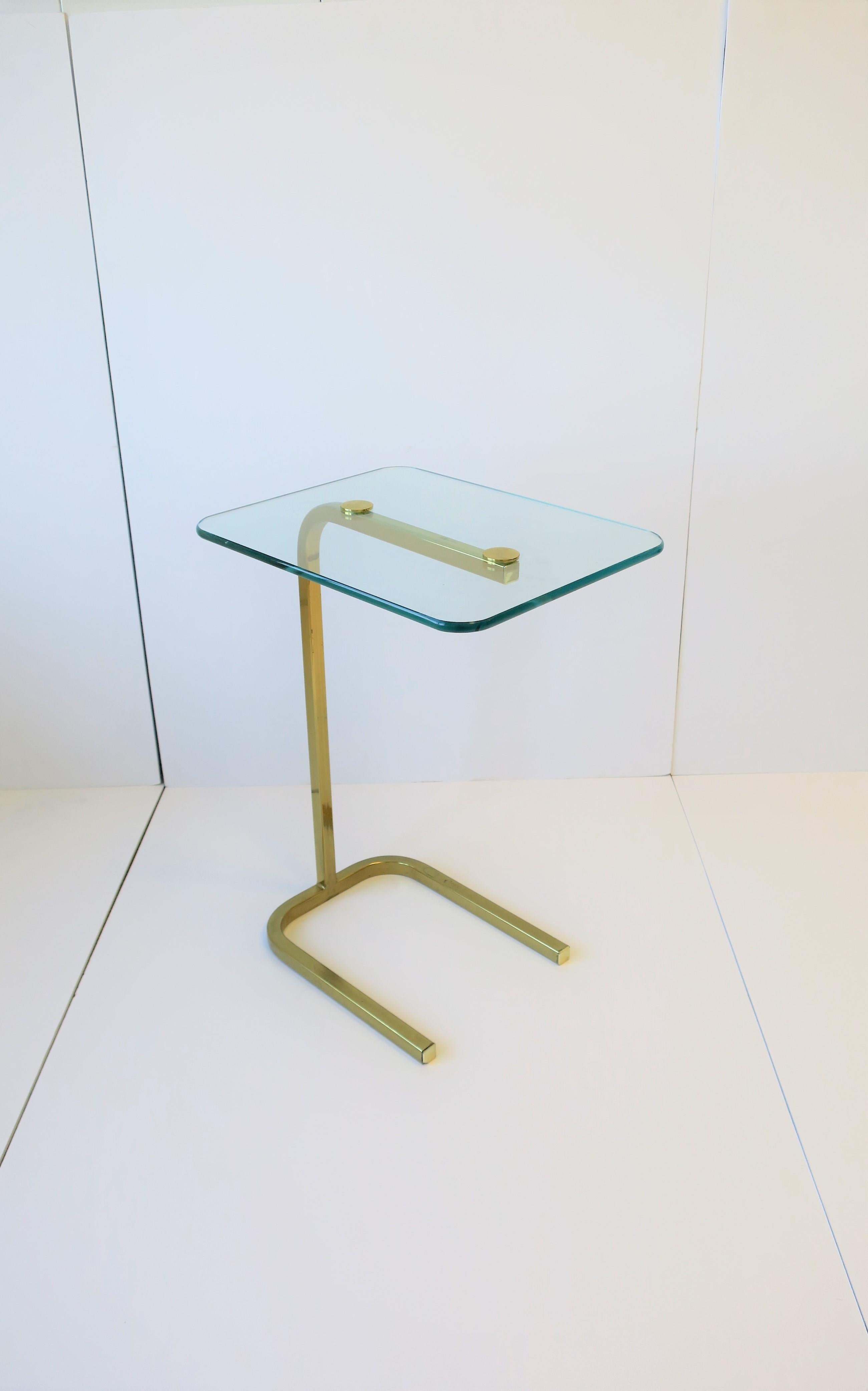 Modern Brass and Glass Side or Drinks Table