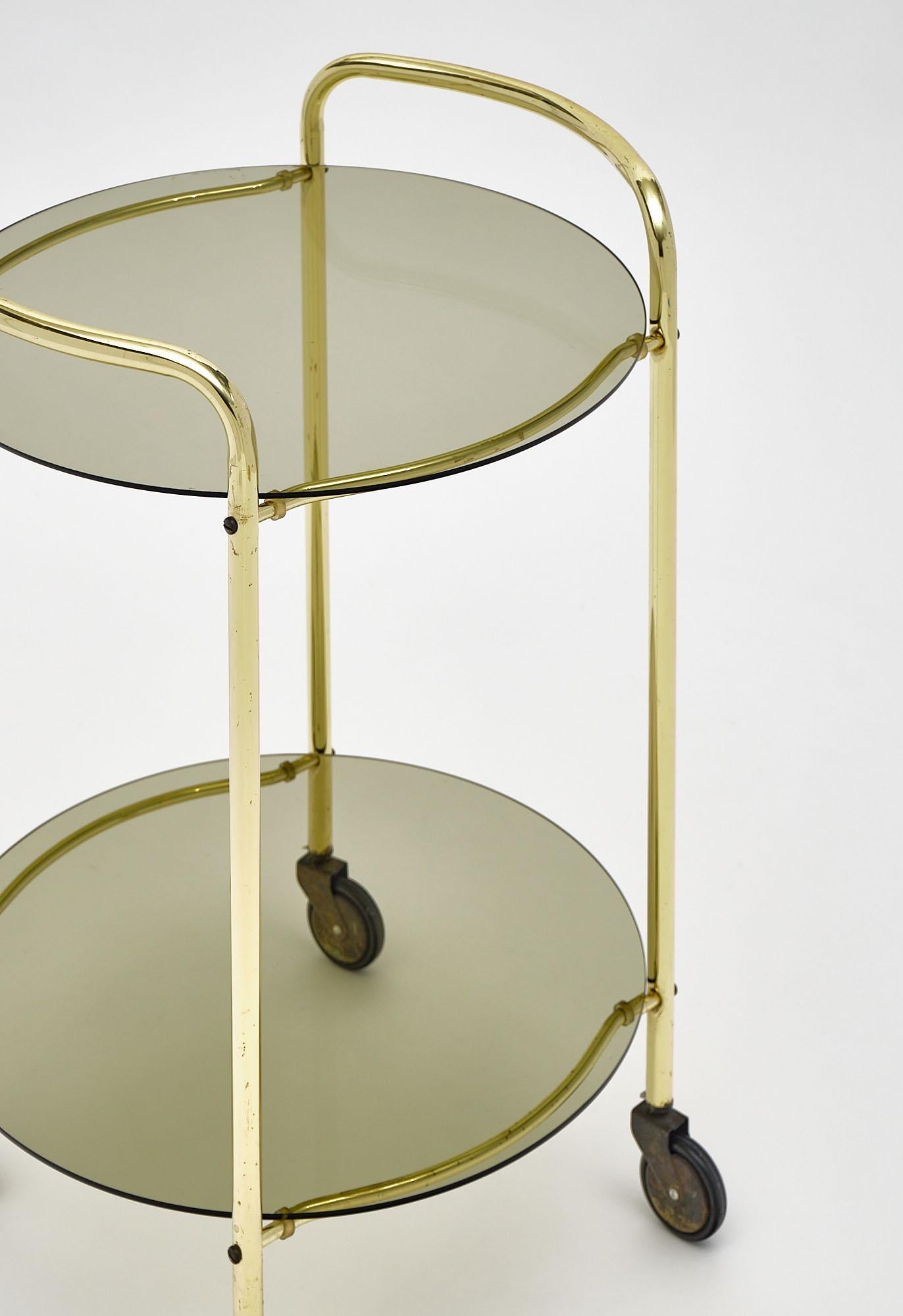 Mid-Century Modern Brass and Glass Side Table
