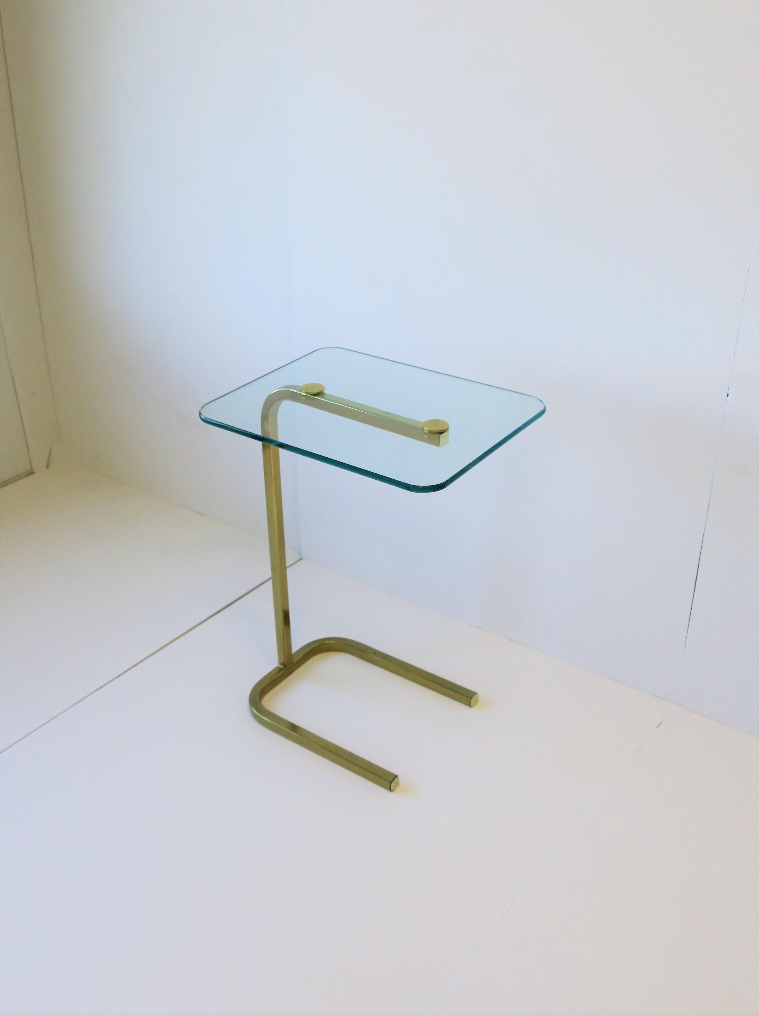 Plated Brass and Glass Side or Drinks Table