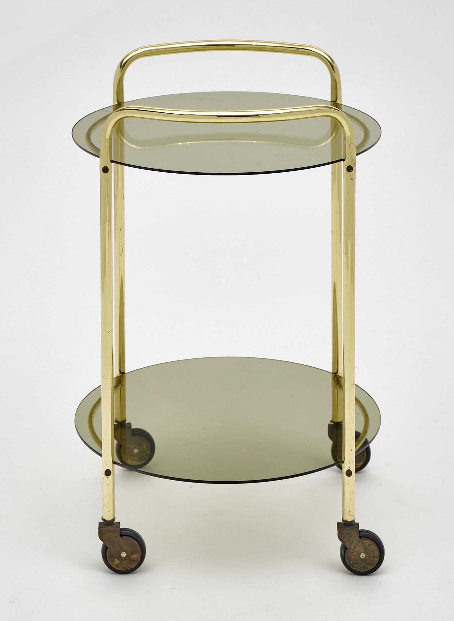 French Brass and Glass Side Table