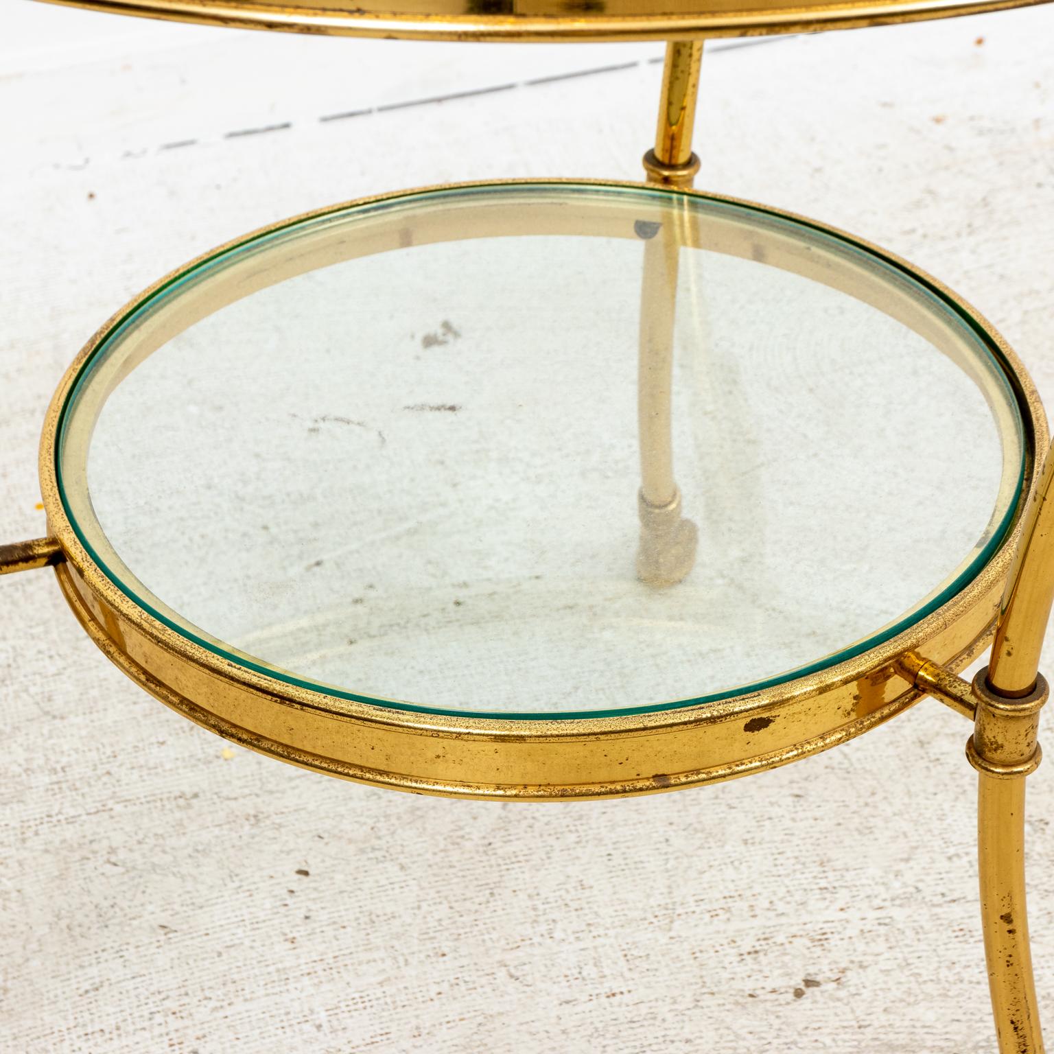 Brass and Glass Side Table In Good Condition In Stamford, CT