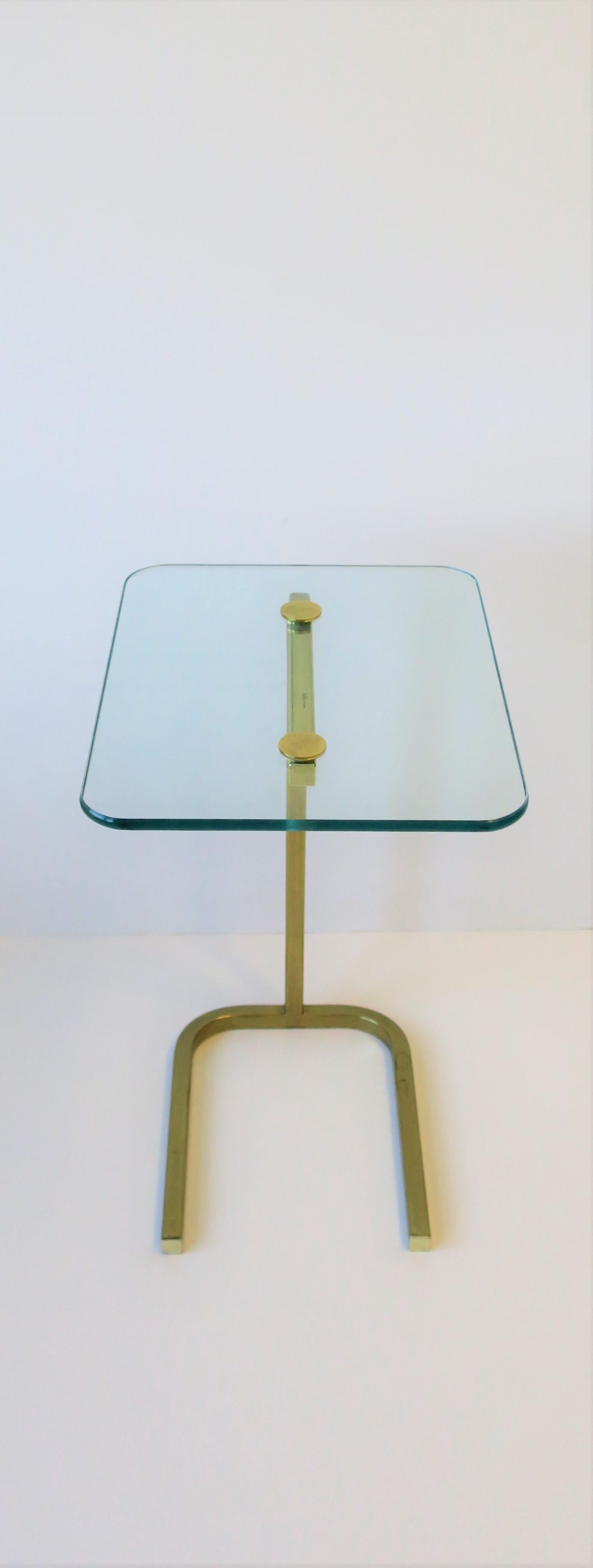 20th Century Brass and Glass Side or Drinks Table