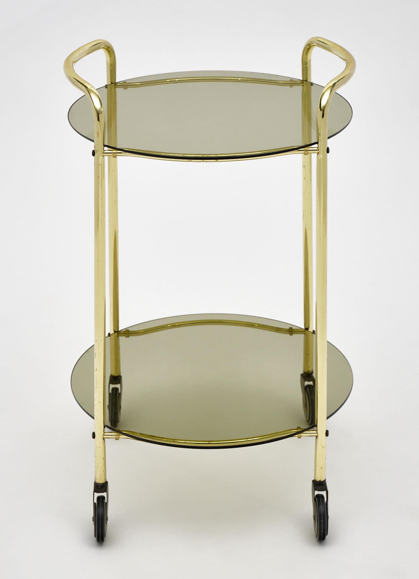 Mid-20th Century Brass and Glass Side Table