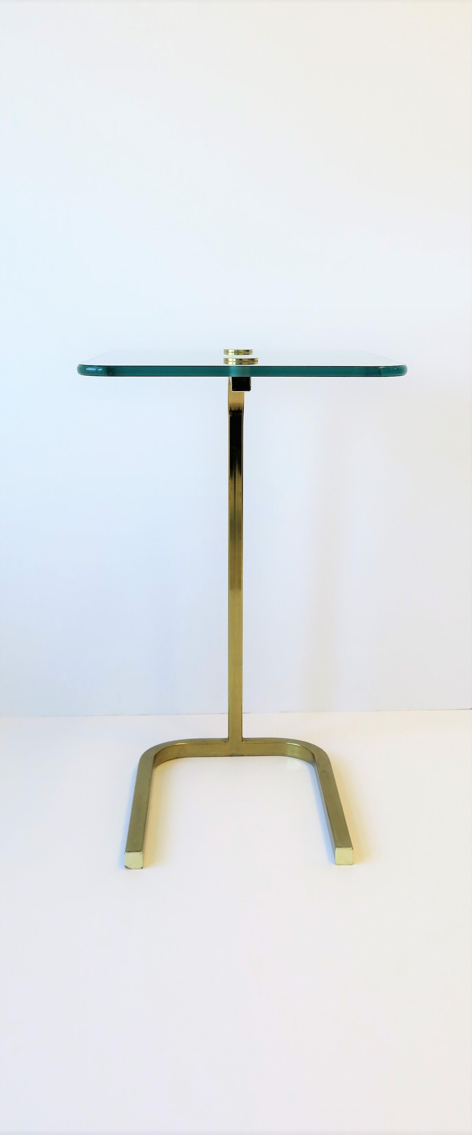 Metal Brass and Glass Side or Drinks Table