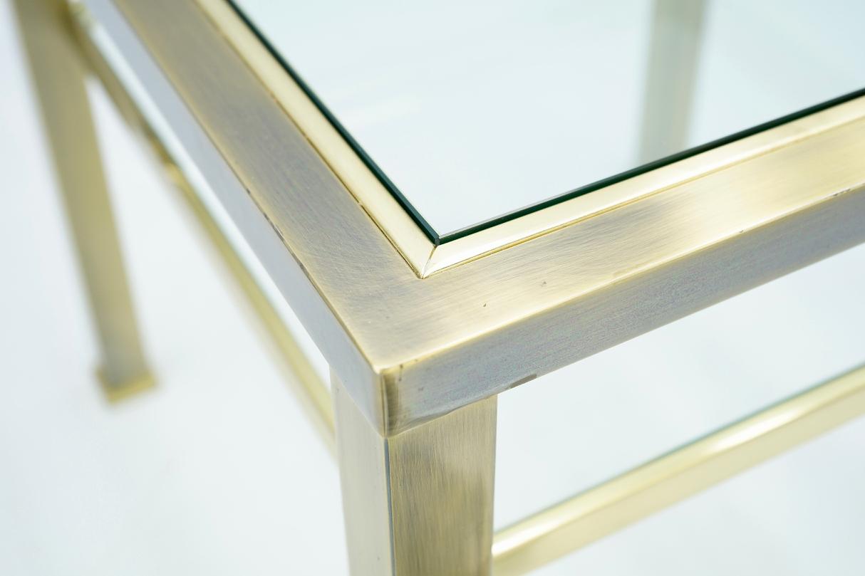 Late 20th Century Brass and Glass Side Table in Style of Maison Jansen, France, 1970s For Sale
