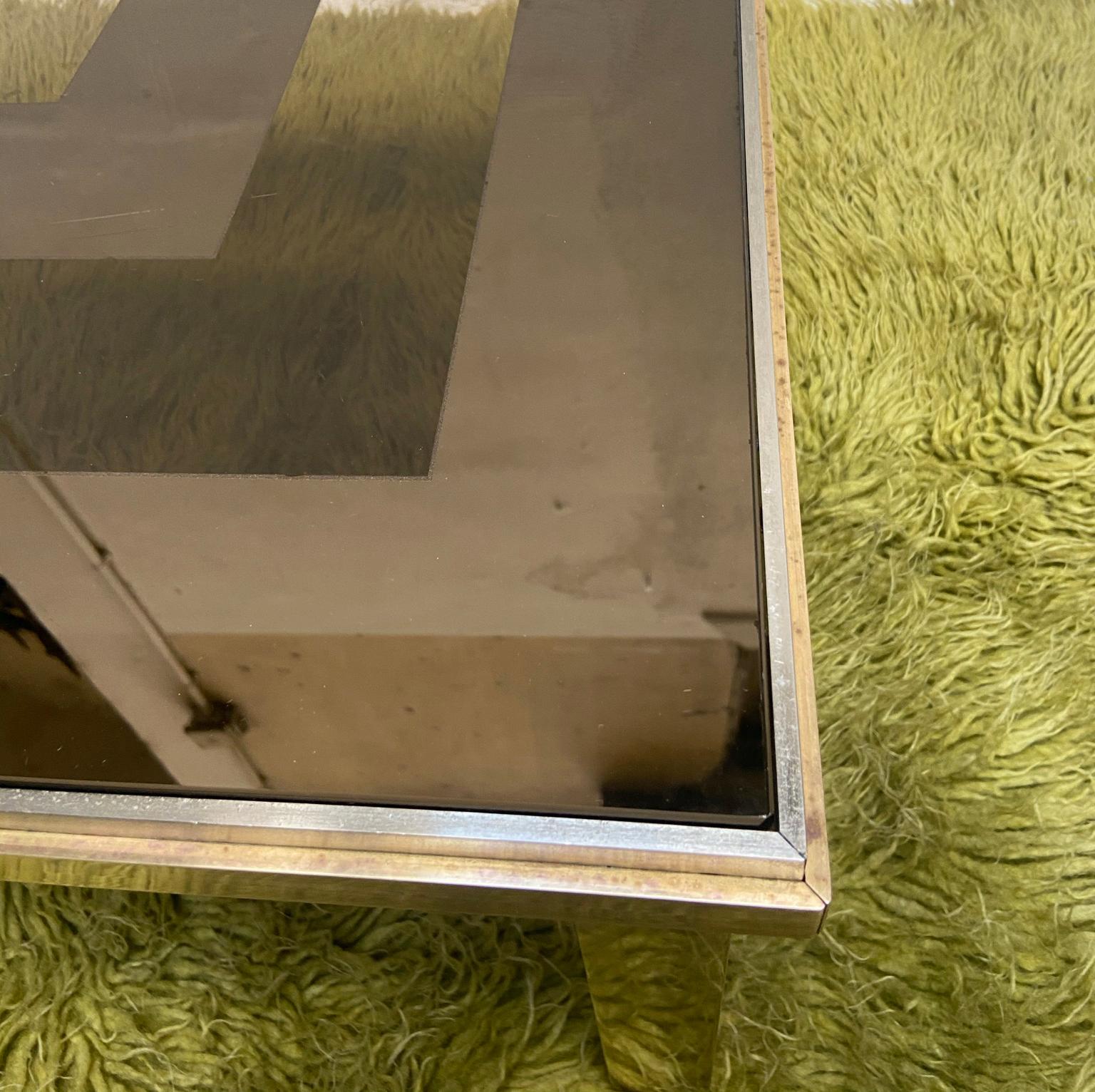 Brass and Glass Square Coffee Table, Italy, 1970s 1