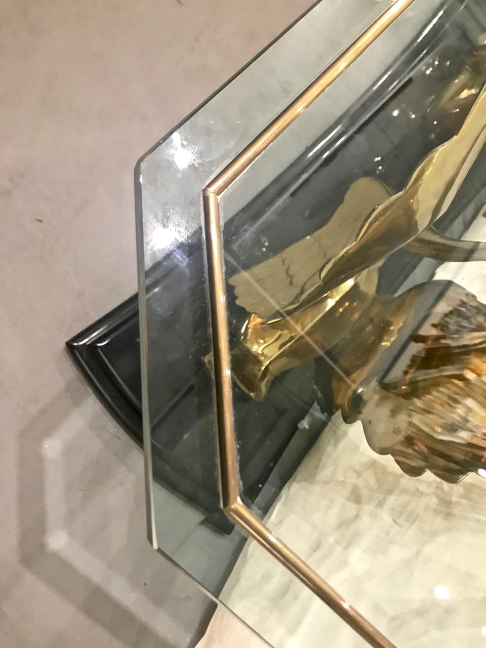 American Brass and Glass Swan Console Table