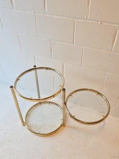 Brass and Glass Swivel Side Table 1970s In Style of Milo Baughman
