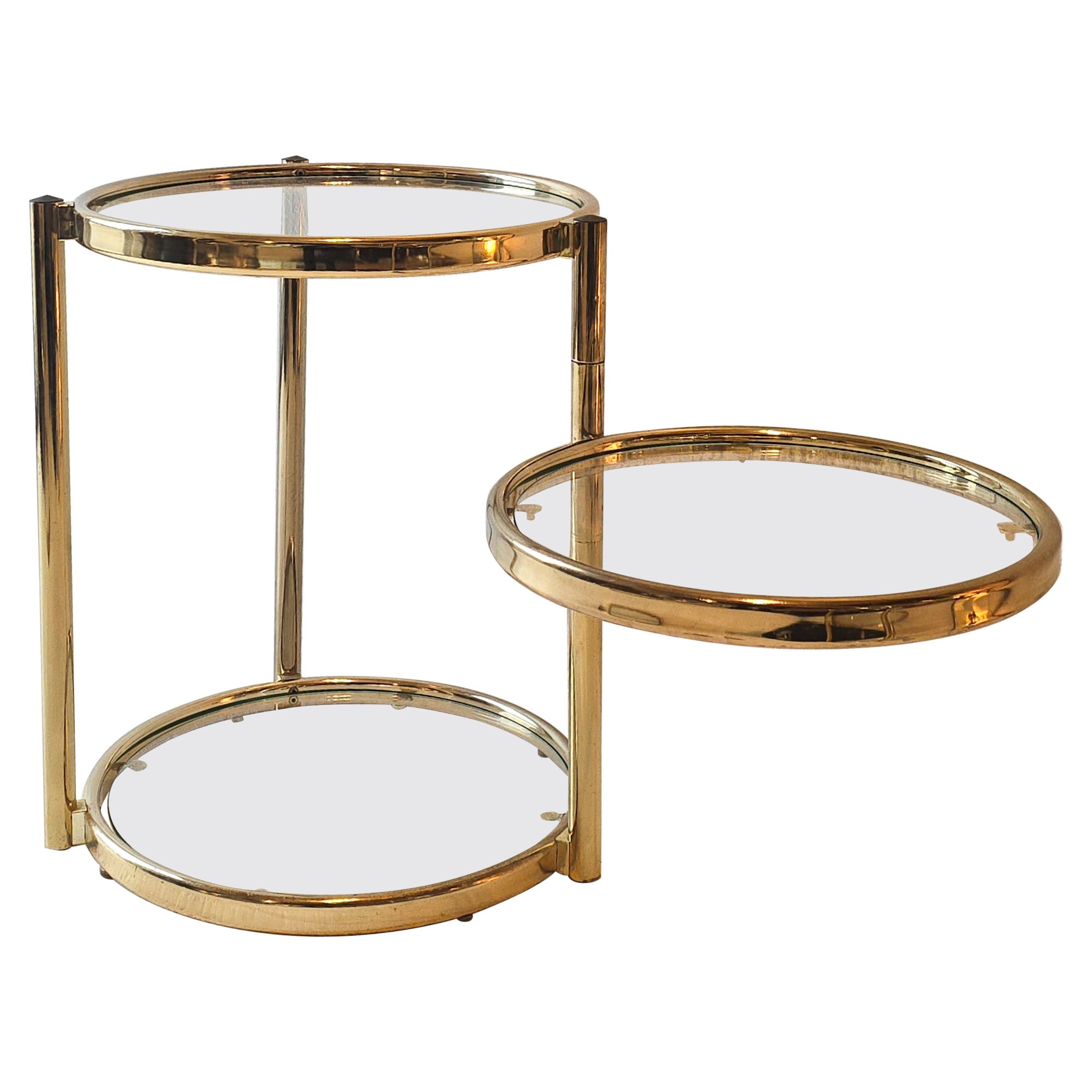 Table d'appoint en laiton et verre 1970 dans le style de Milo Baughman