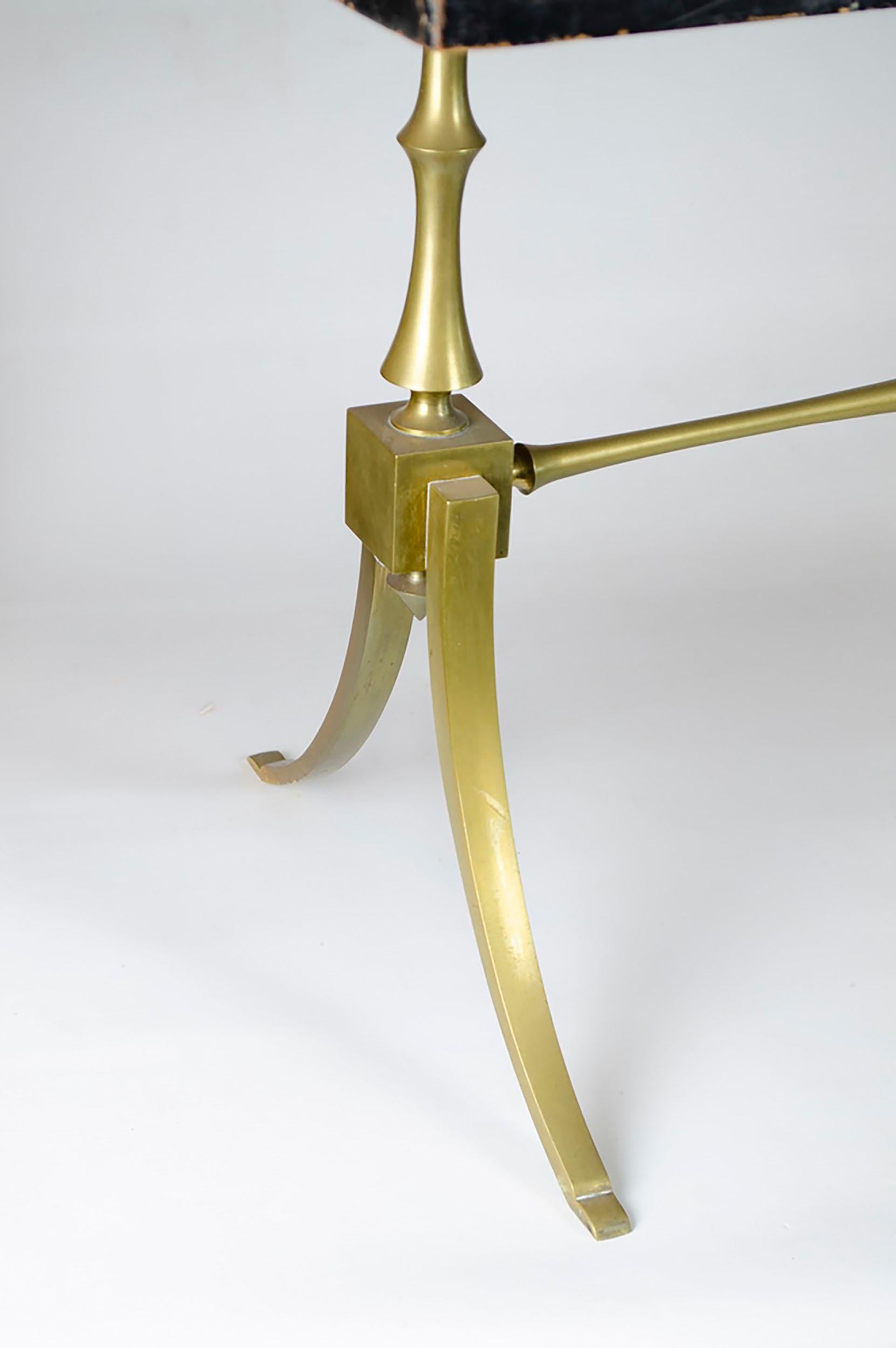 French Brass and Glass Table Coffee in the Style of Maison Jansen For Sale