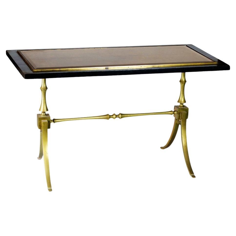 Table basse en laiton et verre d'inspiration Jansen des années 1970