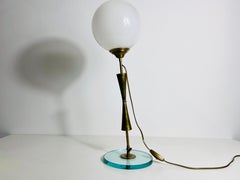 Brass and Glass Table Lamp, 1960s, Italy