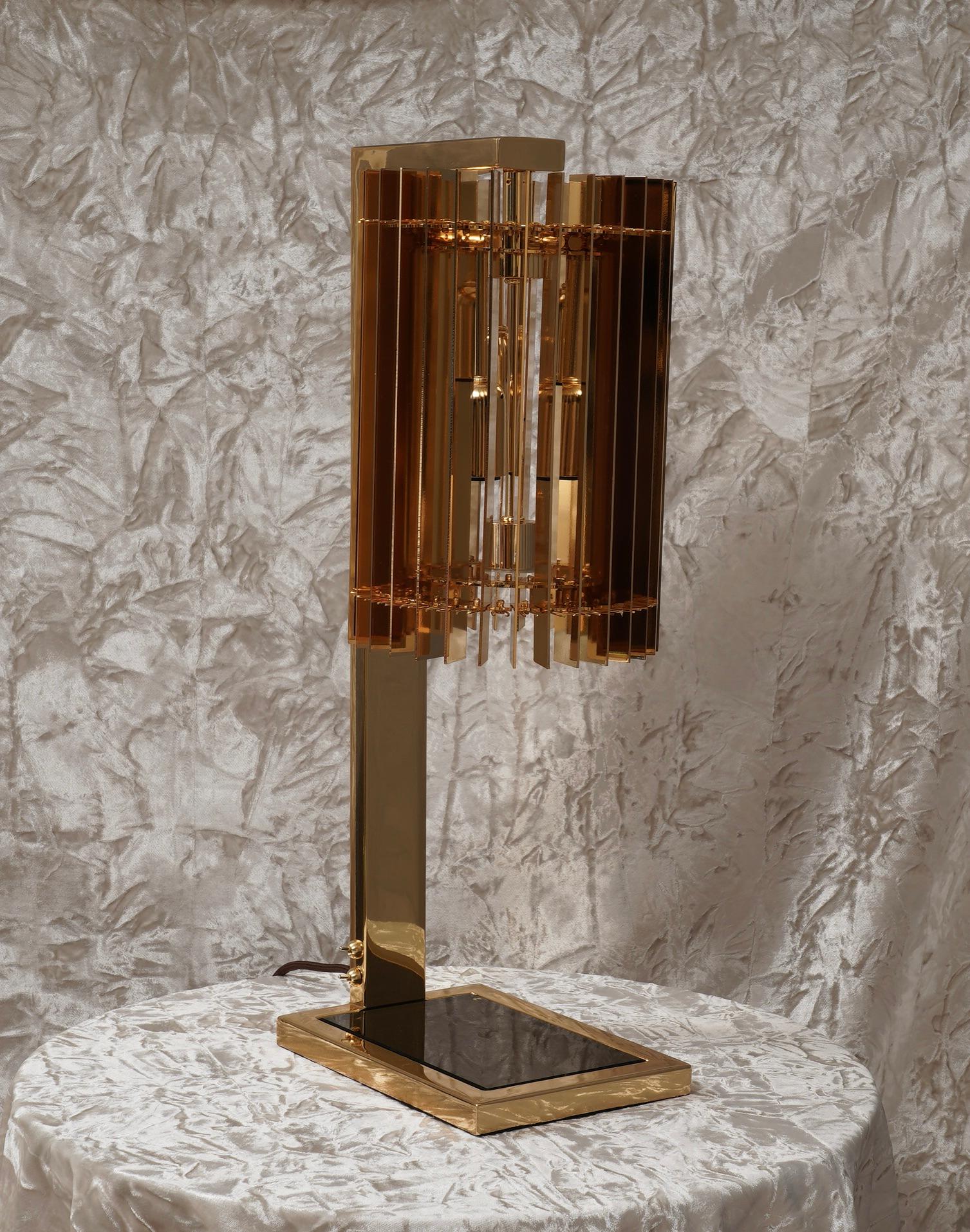 Brass and Glass Table Lamp, 2000 For Sale 2