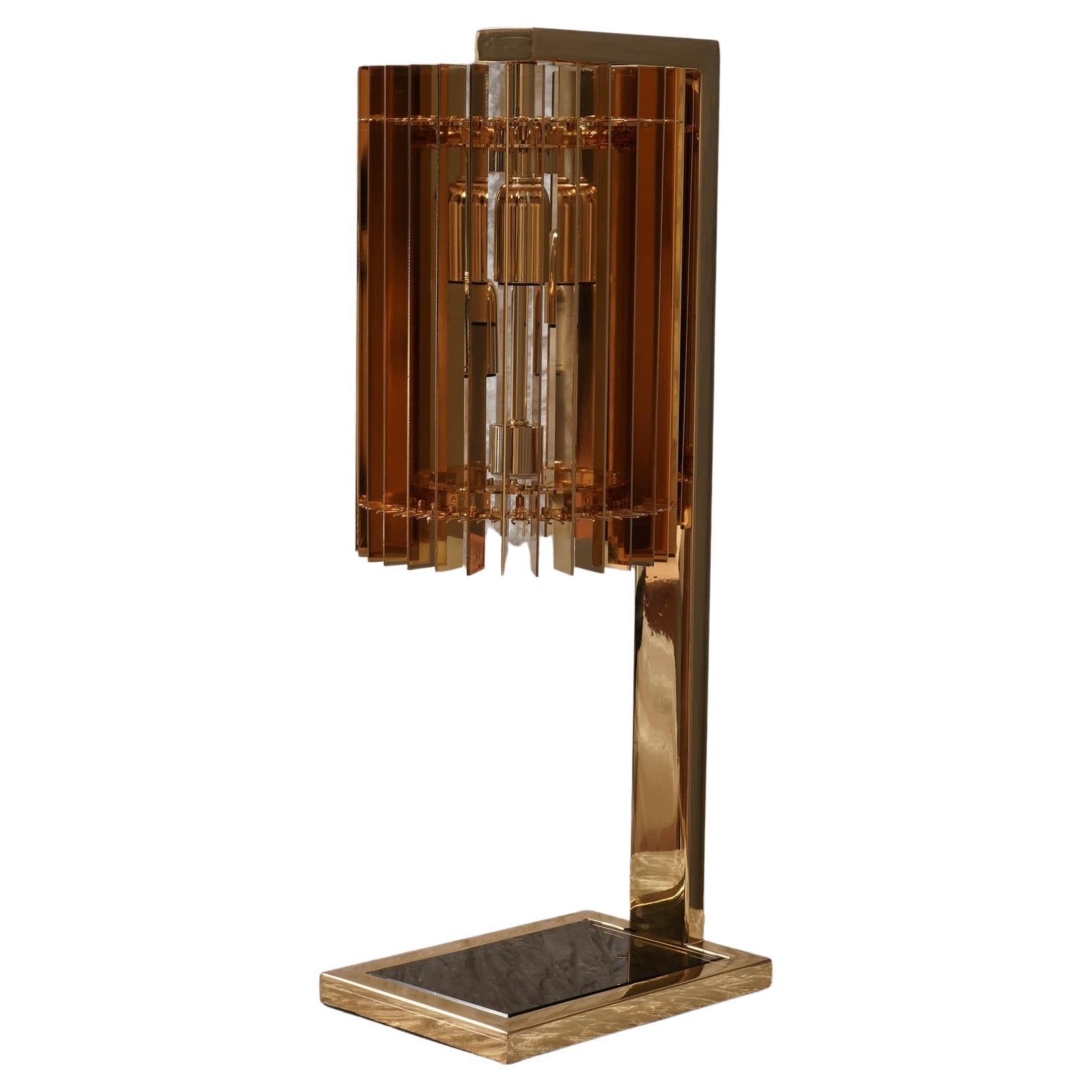 Brass and Glass Table Lamp, 2000 For Sale