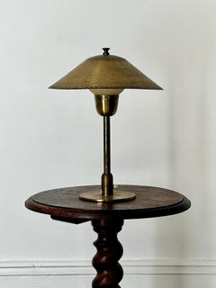 Brass and Glass Table Lamp attributed to Bengt Karlby for Lyfa, Denmark
