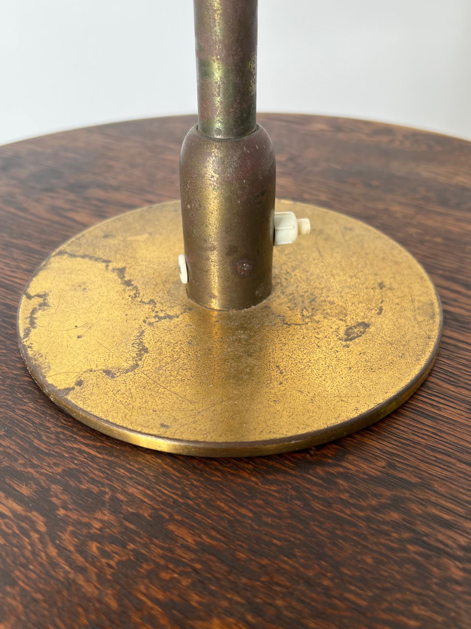 20th Century Brass and Glass Table Lamp attributed to Bengt Karlby for Lyfa, Denmark For Sale