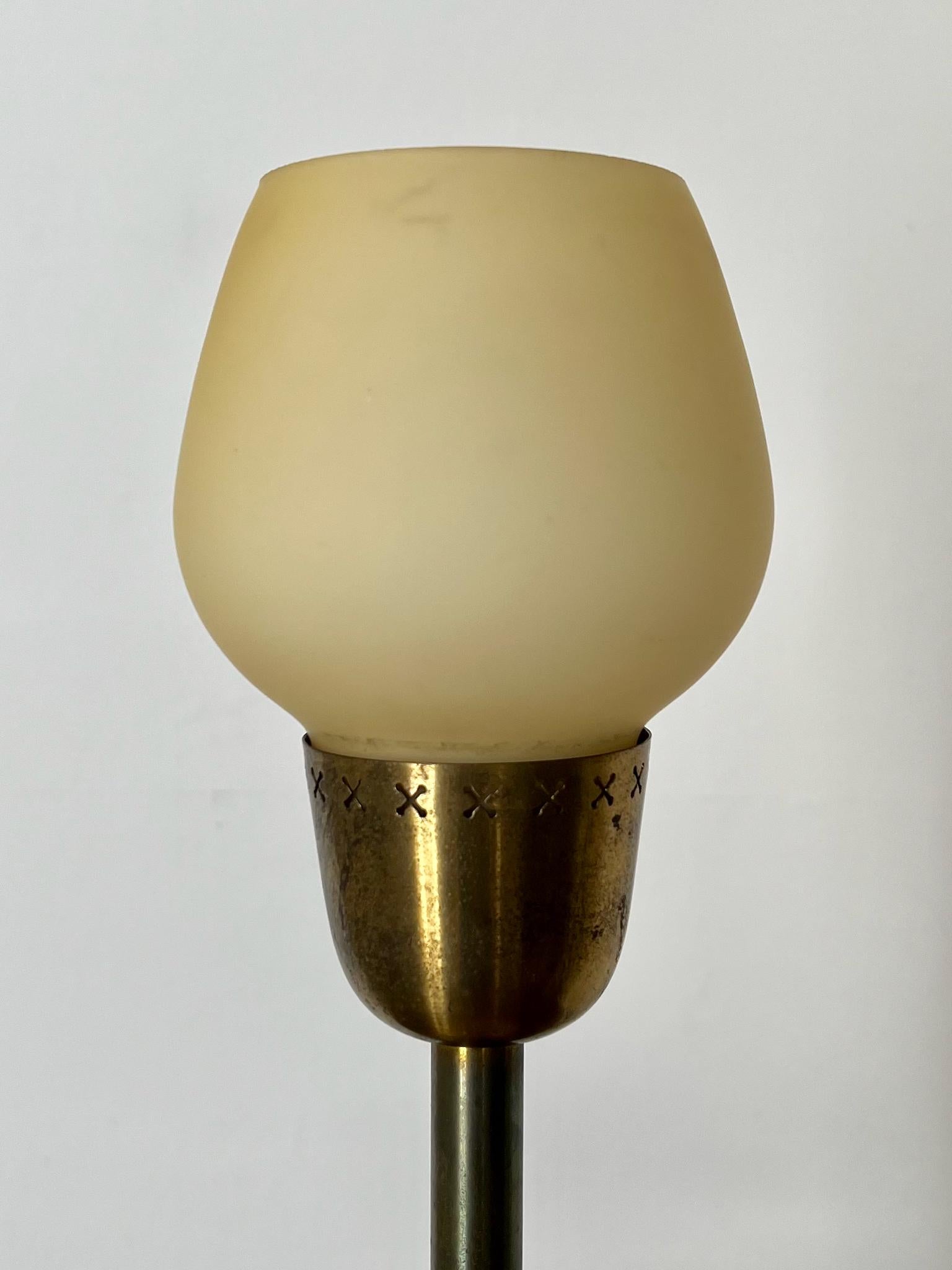 Brass and Glass Table Lamp attributed to Bengt Karlby for Lyfa, Denmark For Sale 1