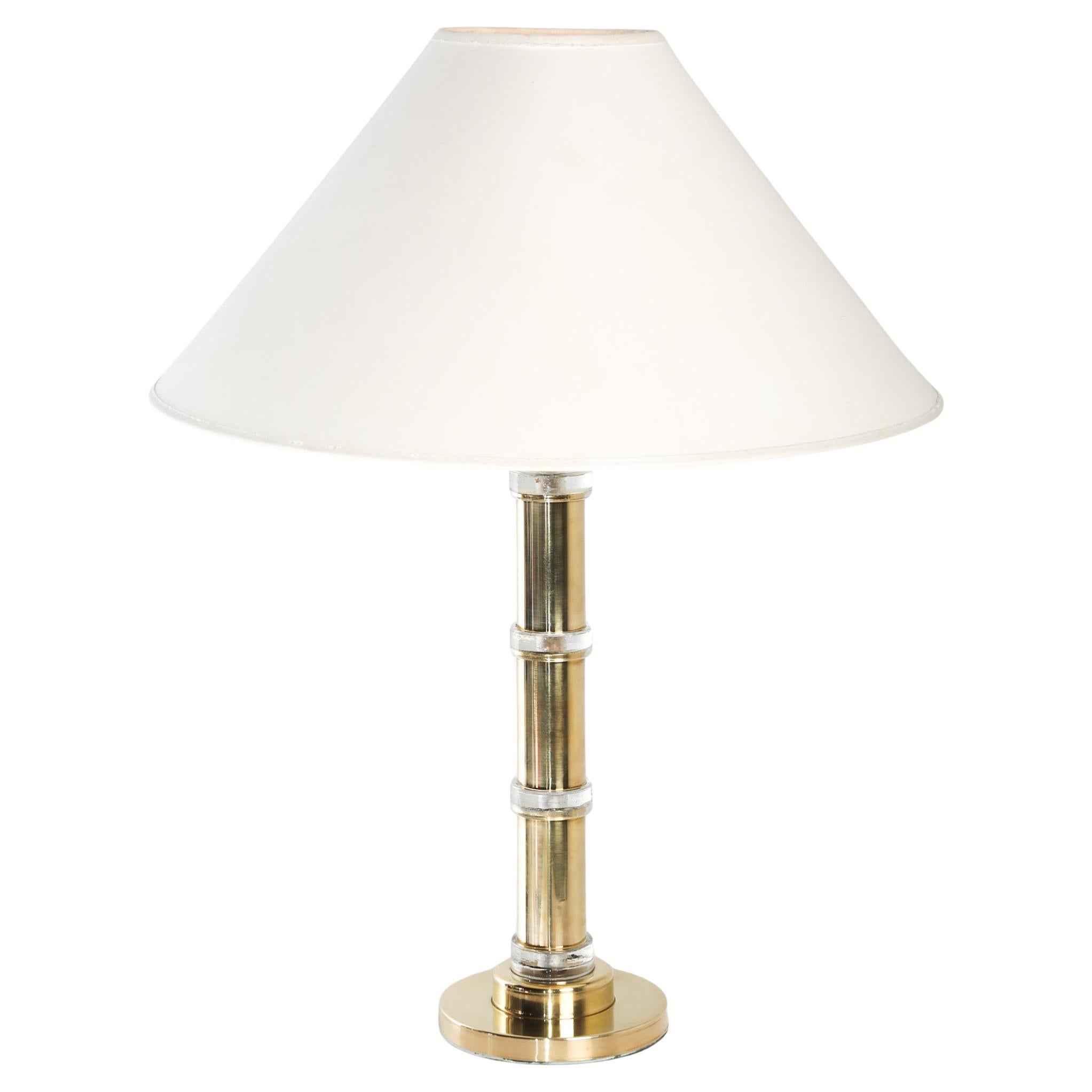 Brass and Glass Table Lamp Base, GK, 1960s For Sale