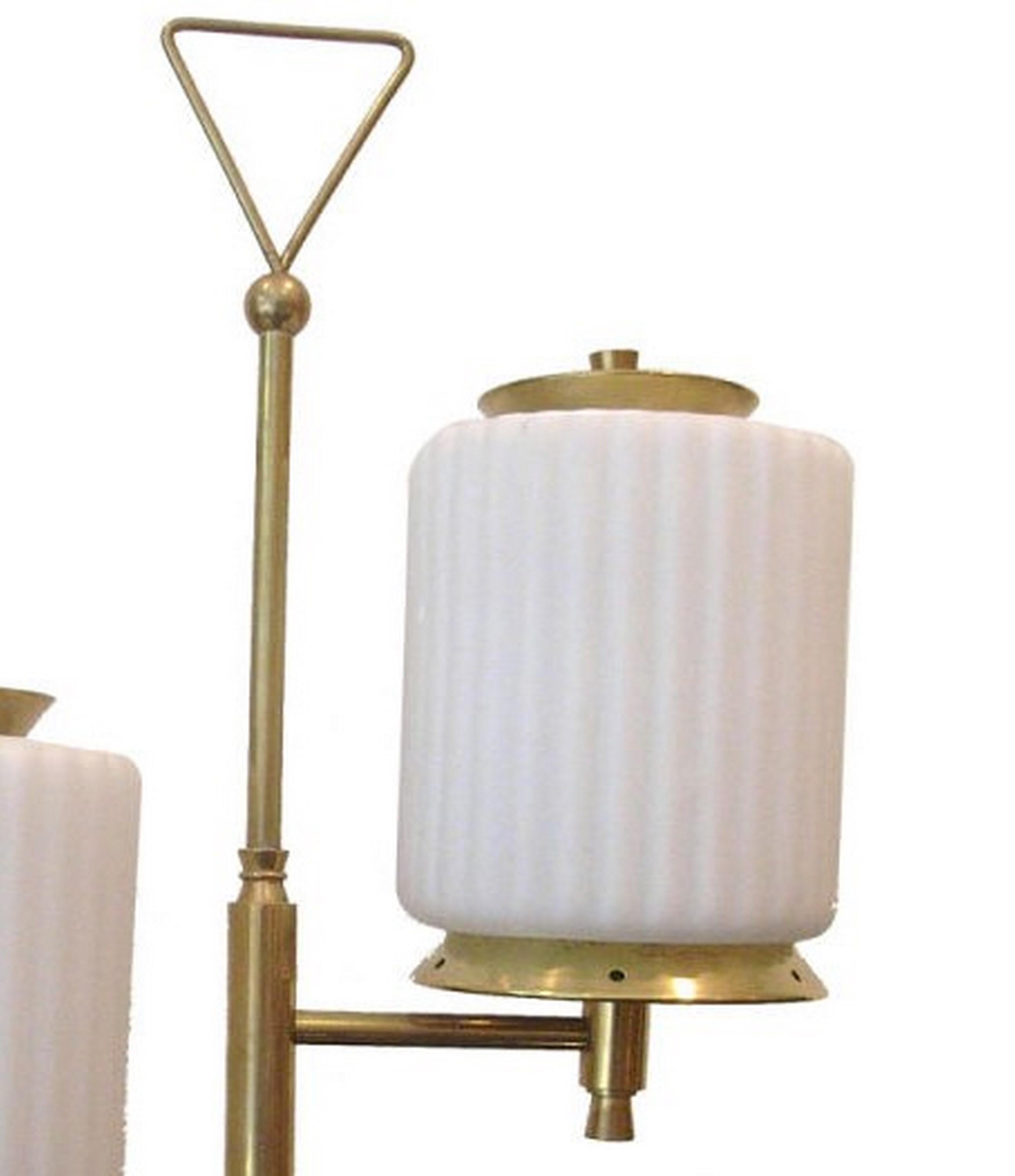 Mid-20th Century Mid-Century Modern Brass and Glass Table Lamp Attributed to Arteluce