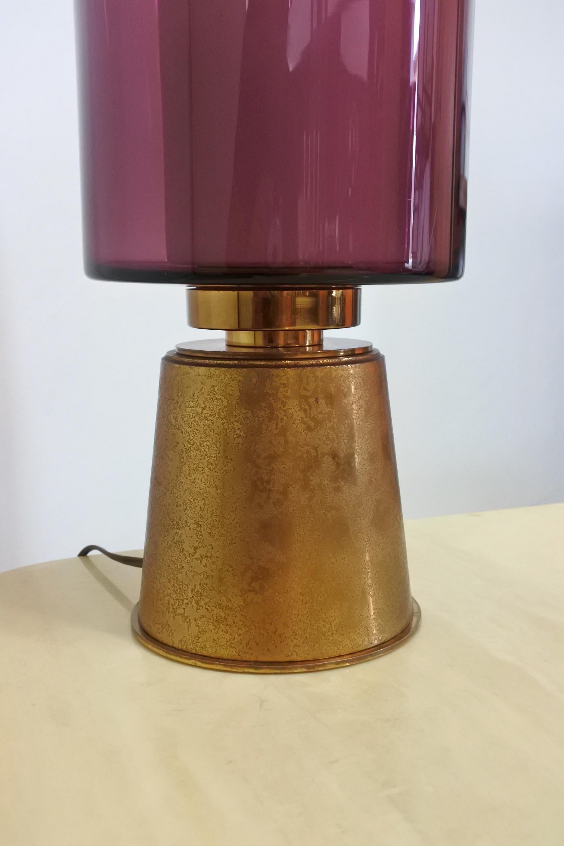 Mid-20th Century Brass and Glass Table Lamp, France 1960s For Sale