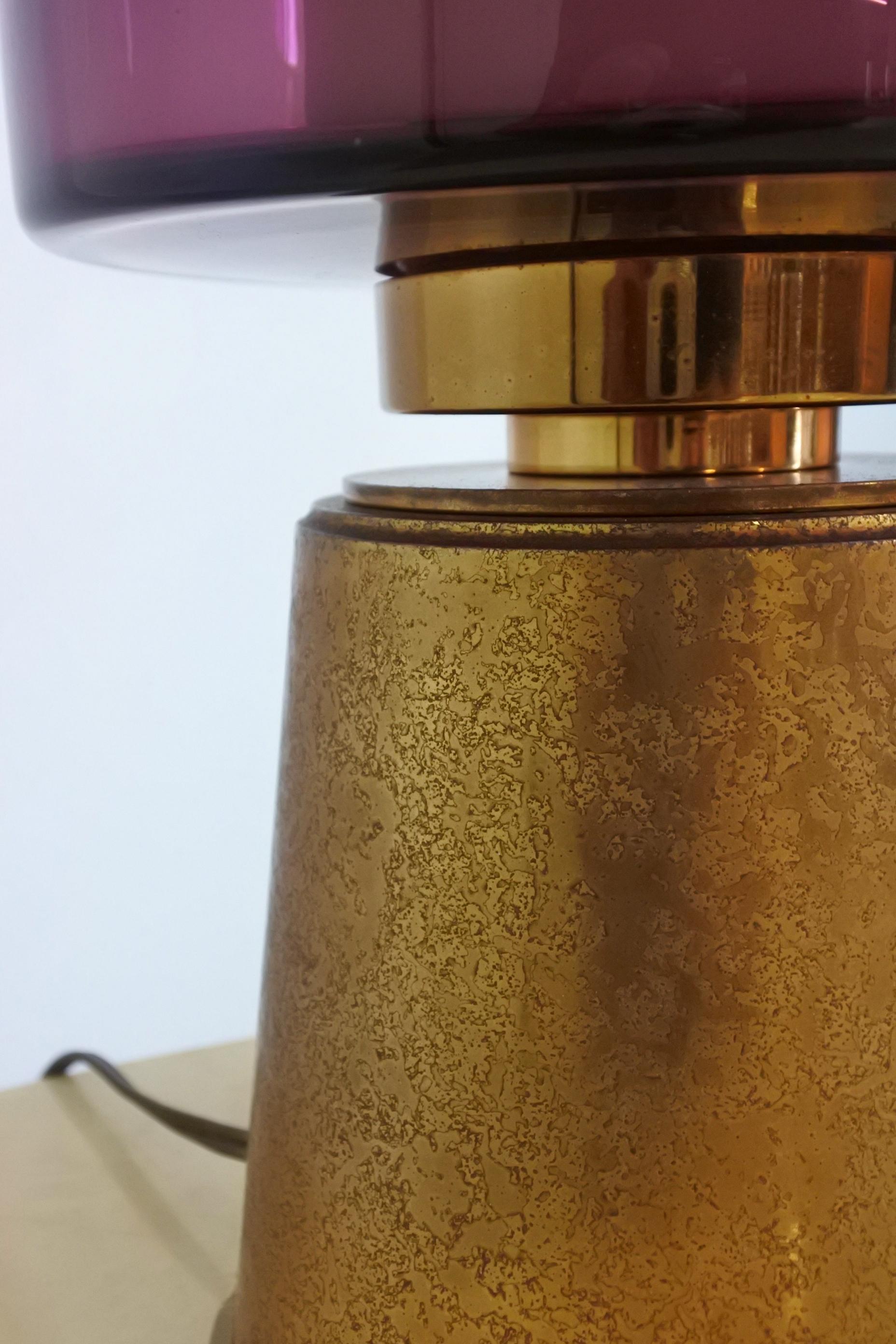 Brass and Glass Table Lamp, France 1960s For Sale 1