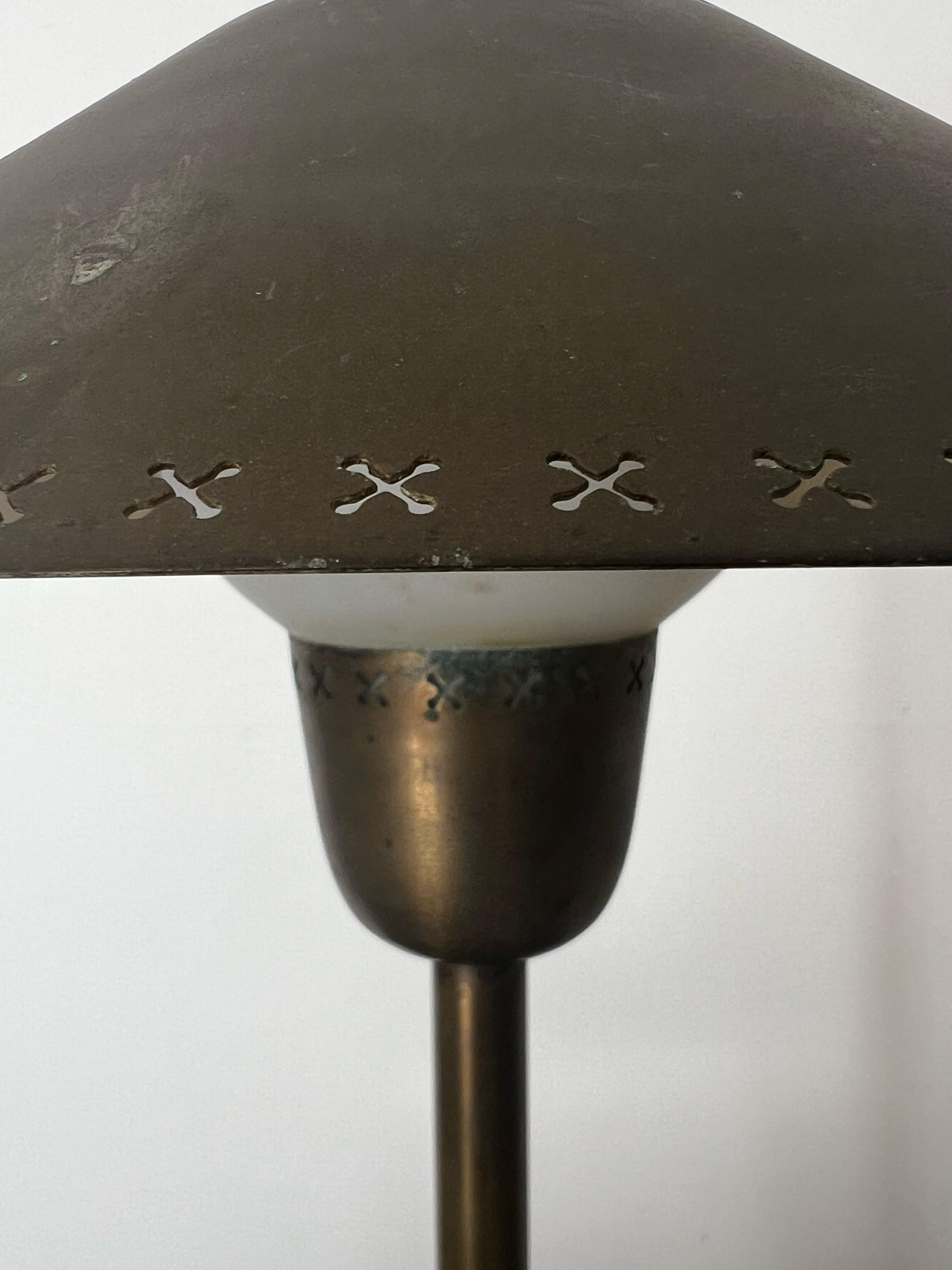 Danish Brass and Glass Table Lamp II attributed to Bengt Karlby for Lyfa, Denmark For Sale