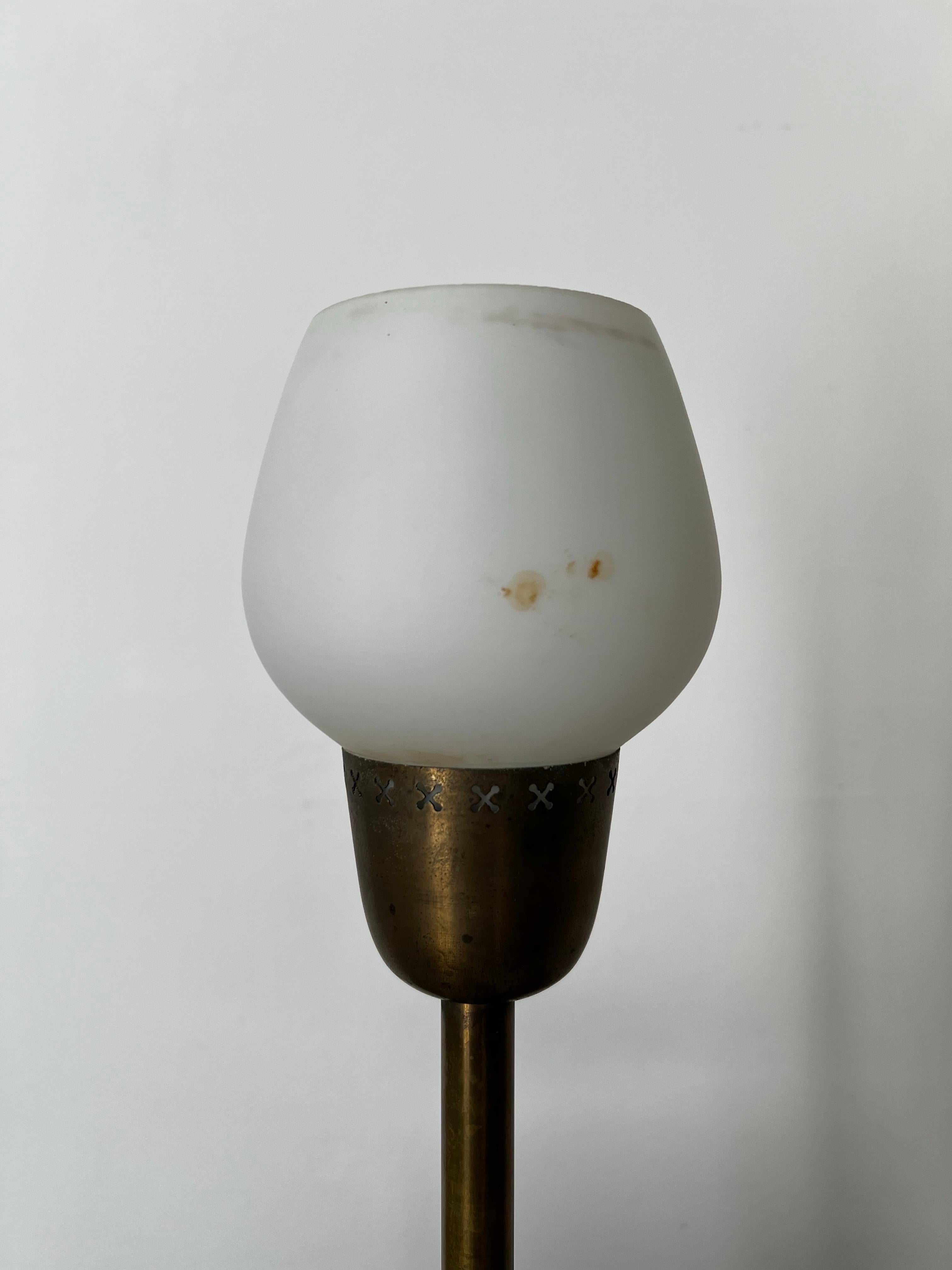 20th Century Brass and Glass Table Lamp II attributed to Bengt Karlby for Lyfa, Denmark For Sale