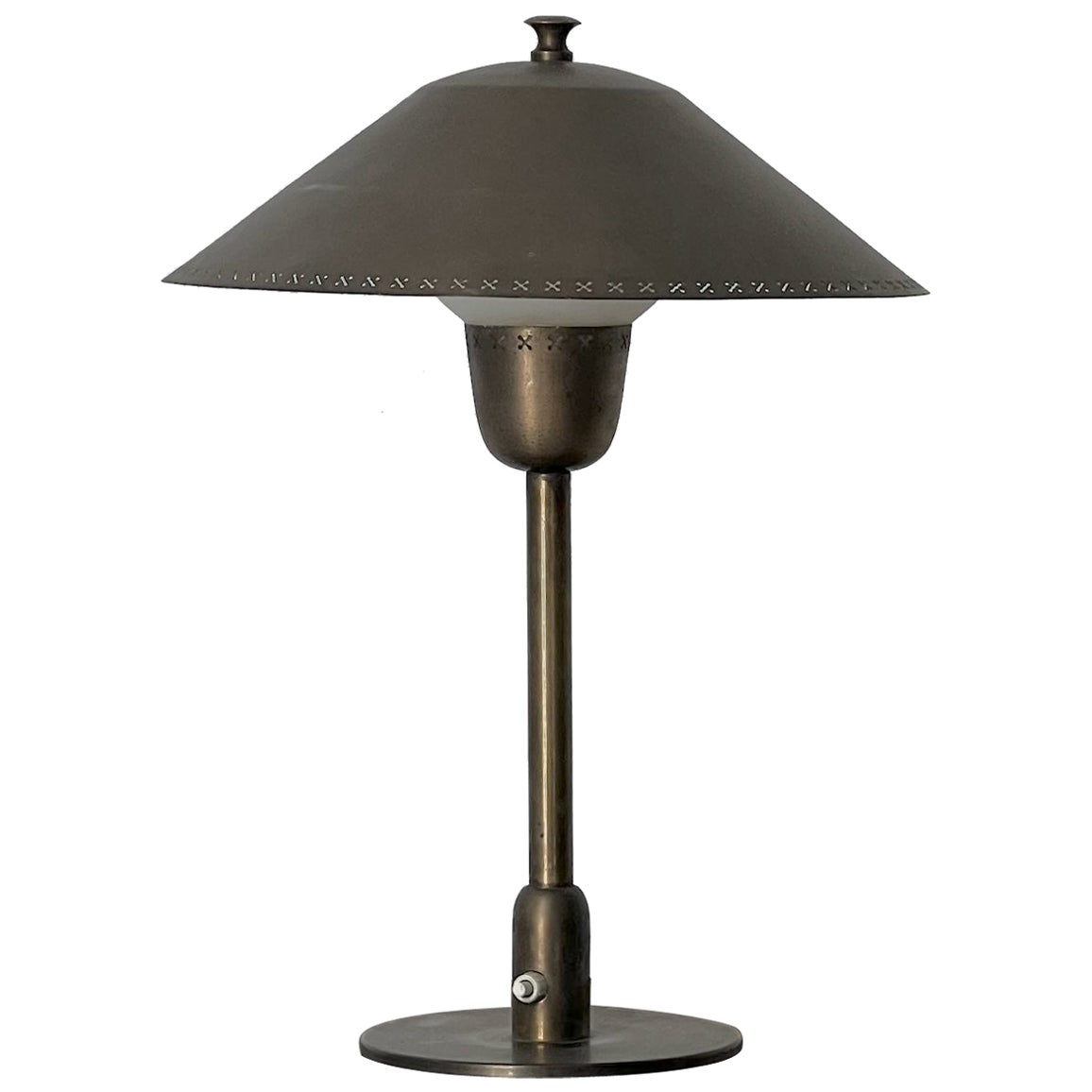 Brass and Glass Table Lamp II attributed to Bengt Karlby for Lyfa, Denmark For Sale
