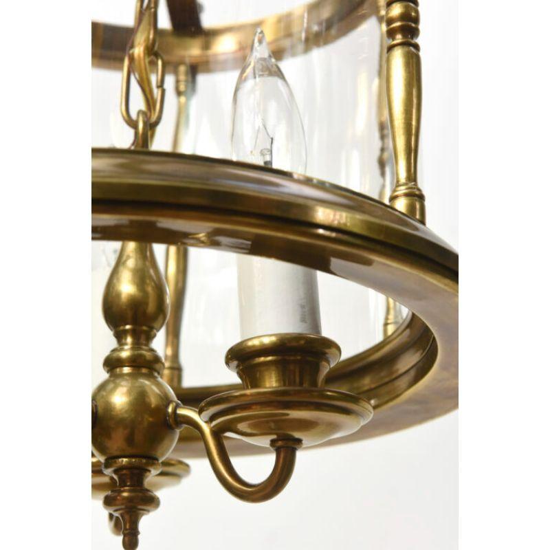 Colonial Revival Brass and Glass Traditional Lantern For Sale