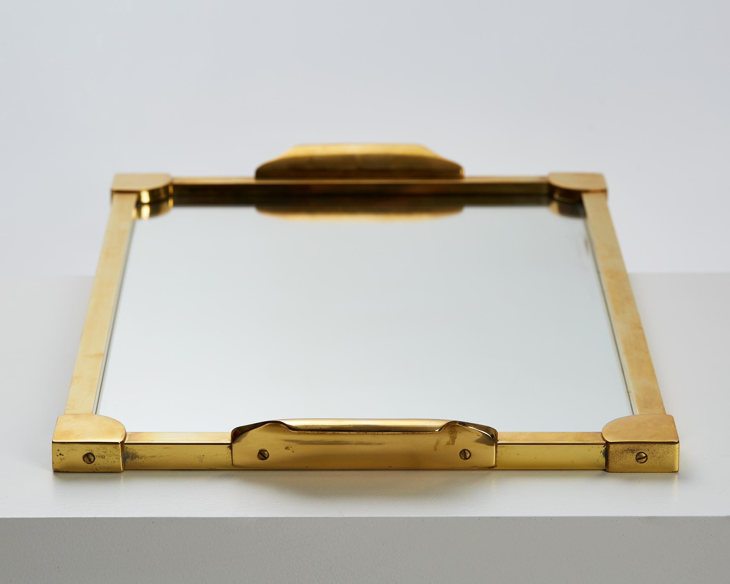 Swedish Brass and Glass Tray, Anonymous, Sweden, 1950s
