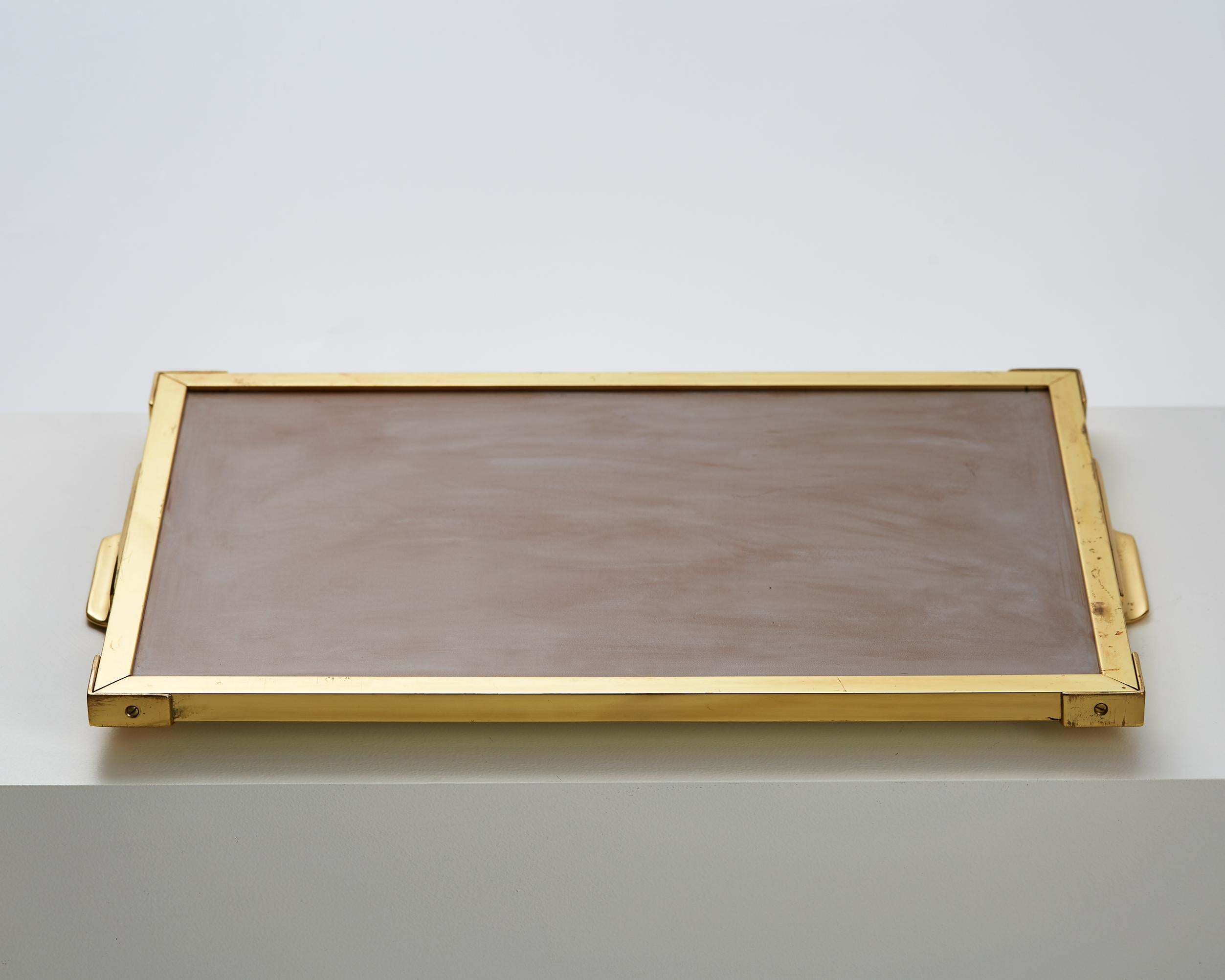 Brass and Glass Tray, Anonymous, Sweden, 1950s In Excellent Condition In Stockholm, SE