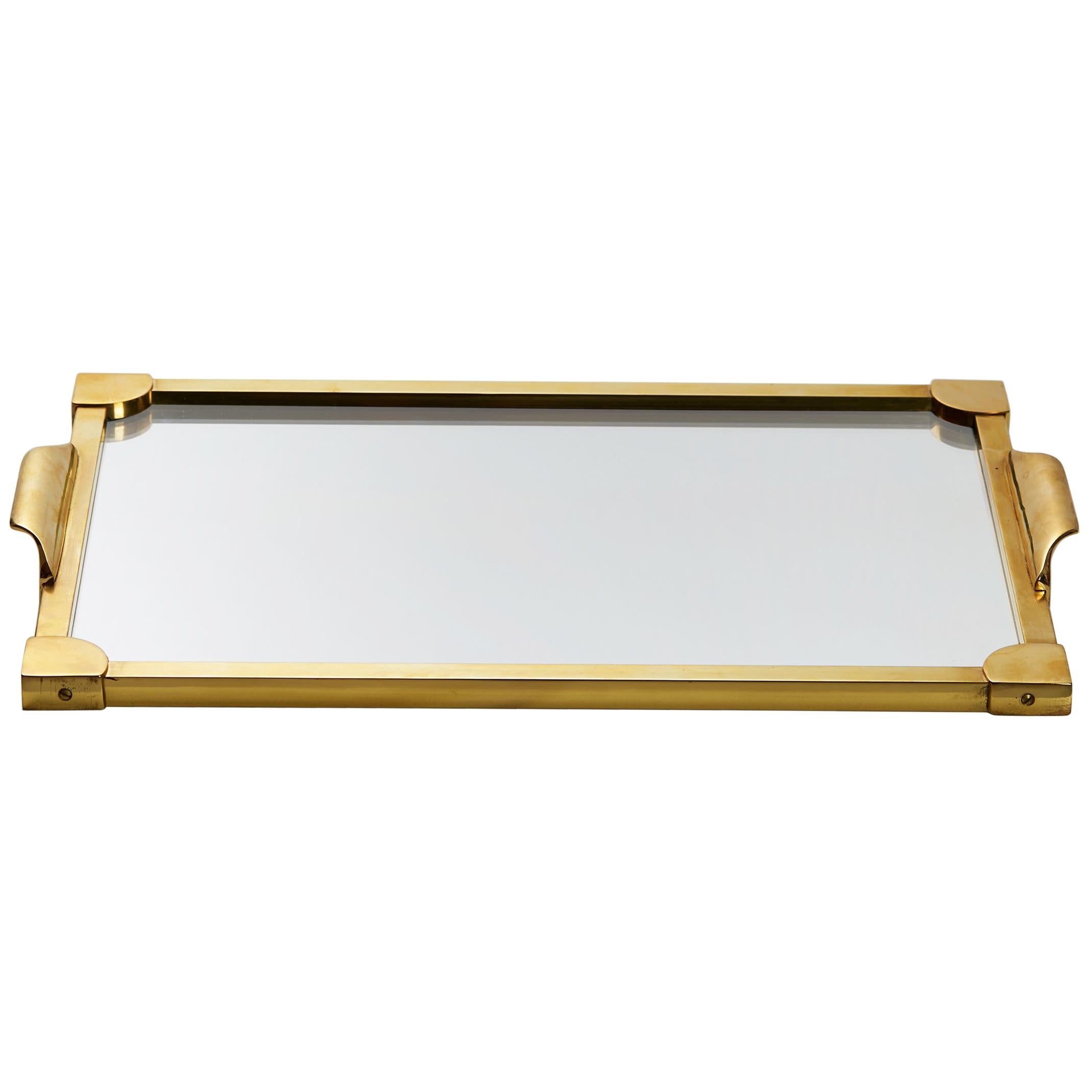 Brass and Glass Tray, Anonymous, Sweden, 1950s