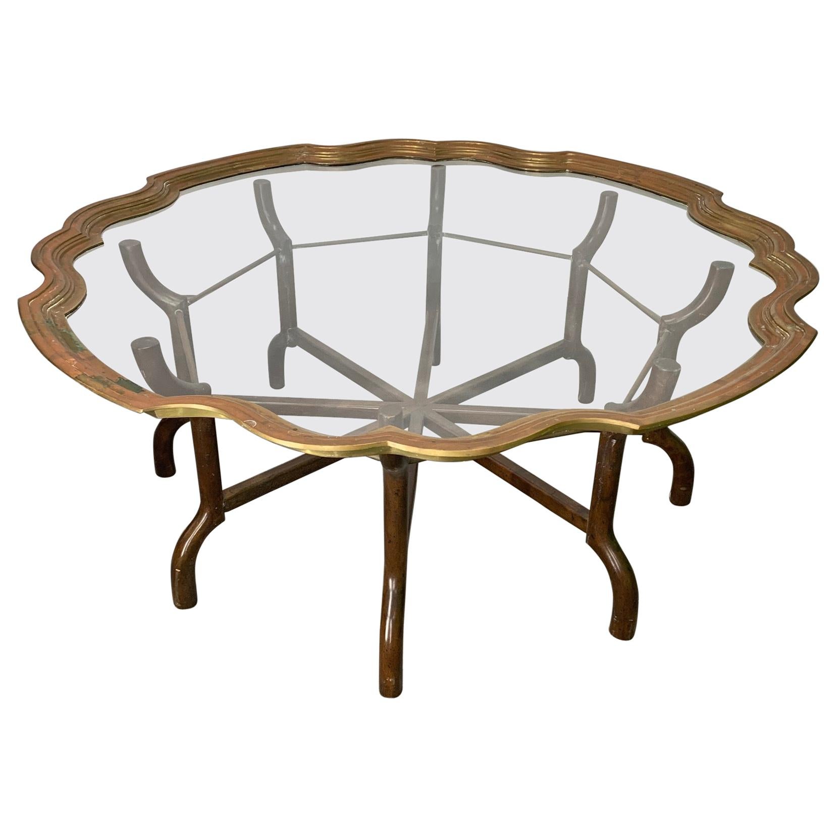 Brass and Glass Tray Top Coffee Table by Baker