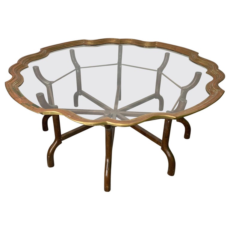 Brass And Glass Tray Top Coffee Table, Baker Furniture Glass Coffee Table