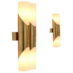 Brass and Glass Tube Shaped Double Sconces, Germany, 1960
