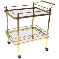 Brass and Glass Two-Tier Bar Cart