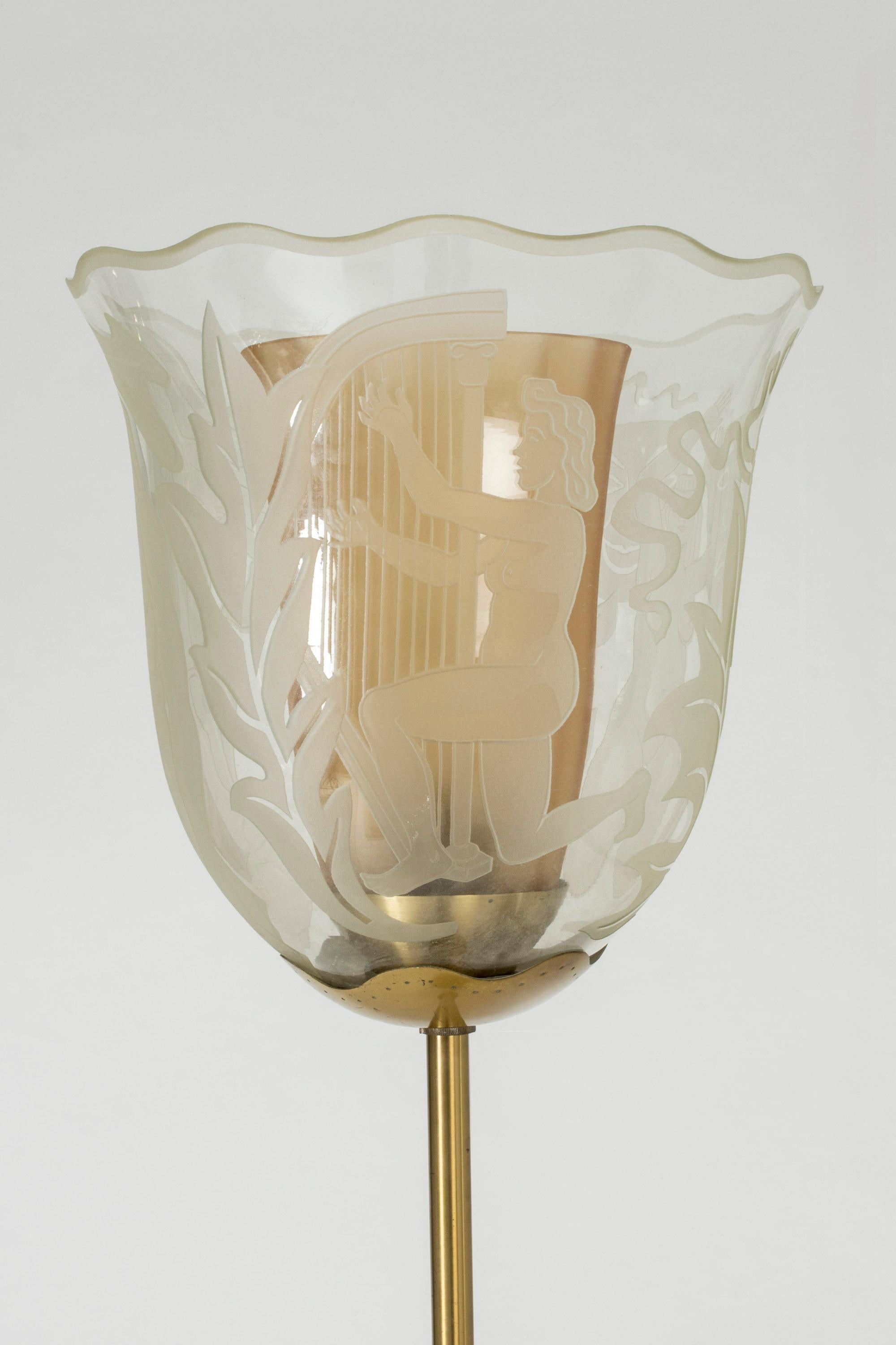 Mid-20th Century Brass and Glass Uplight by Bo Notini