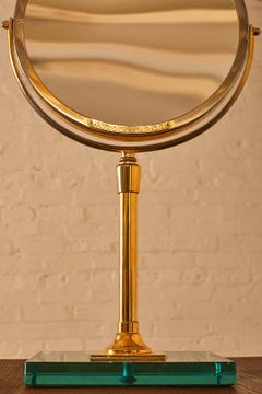 Miroir de coiffeuse en laiton et verre par Miroir Brot France