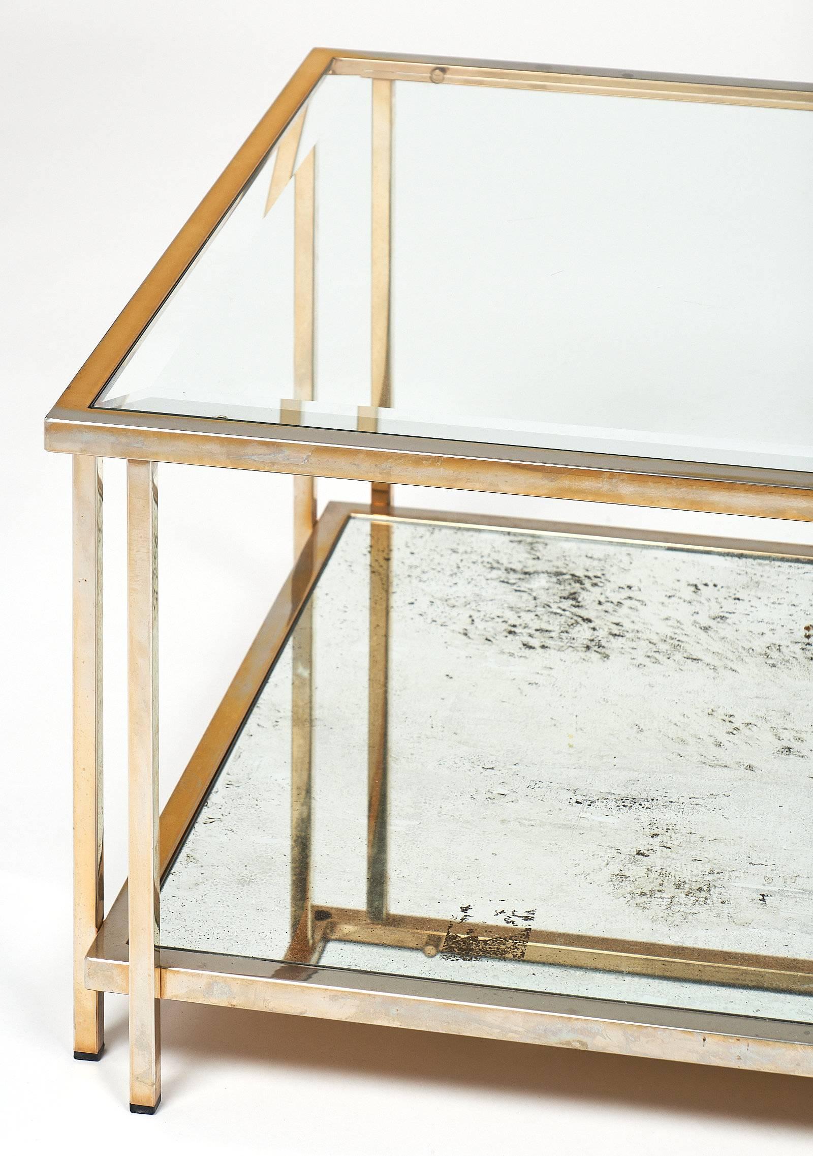 brass and glass coffee table vintage