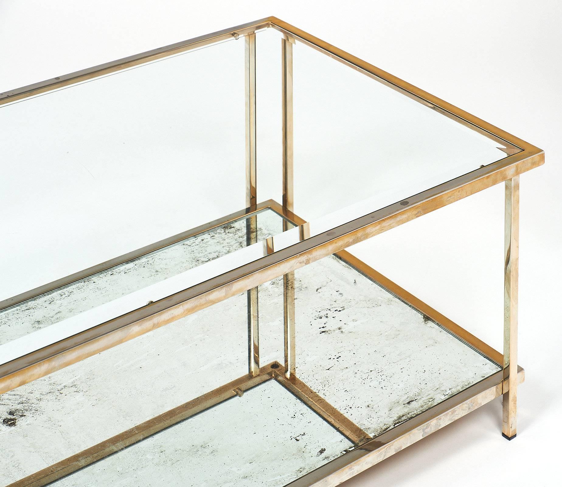 vintage brass glass coffee table
