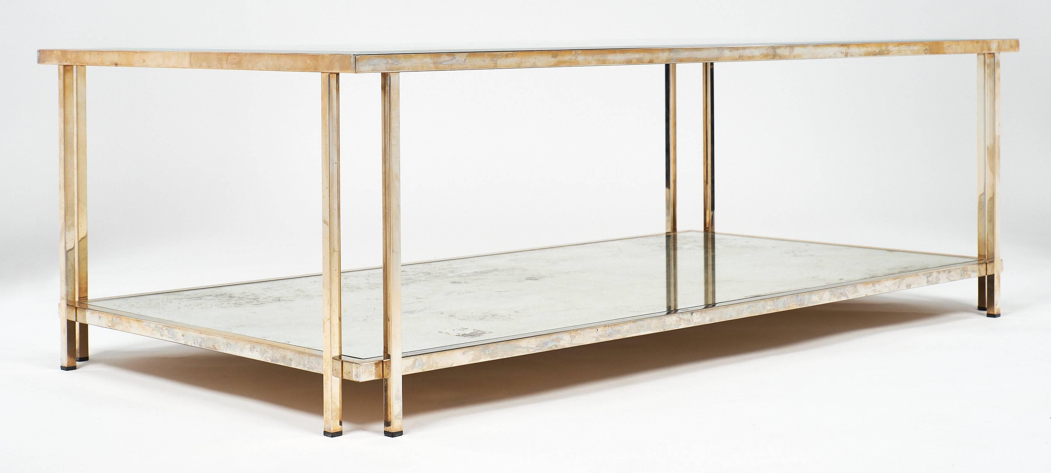 Mid-20th Century Brass and Glass Vintage Coffee Table