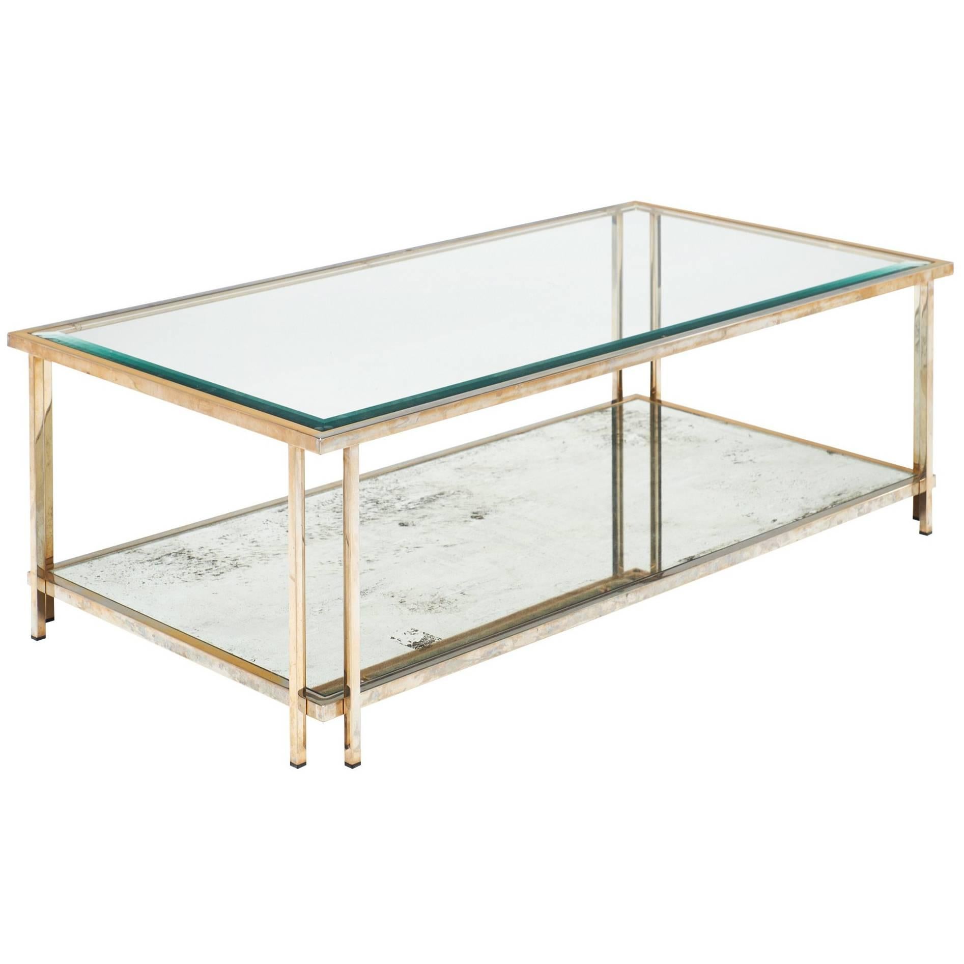 Brass and Glass Vintage Coffee Table