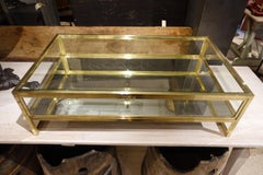 Brass and Glass Vintage French Low Display Table