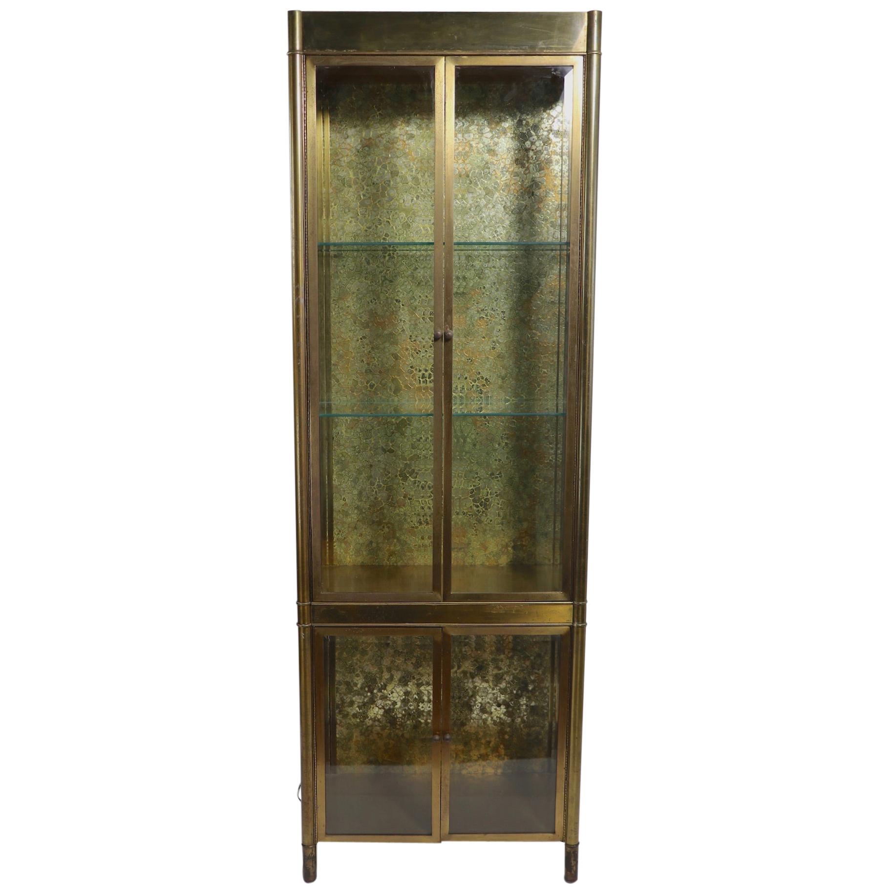 Brass and Glass Vitrine Display Cabinet by Mastercraft