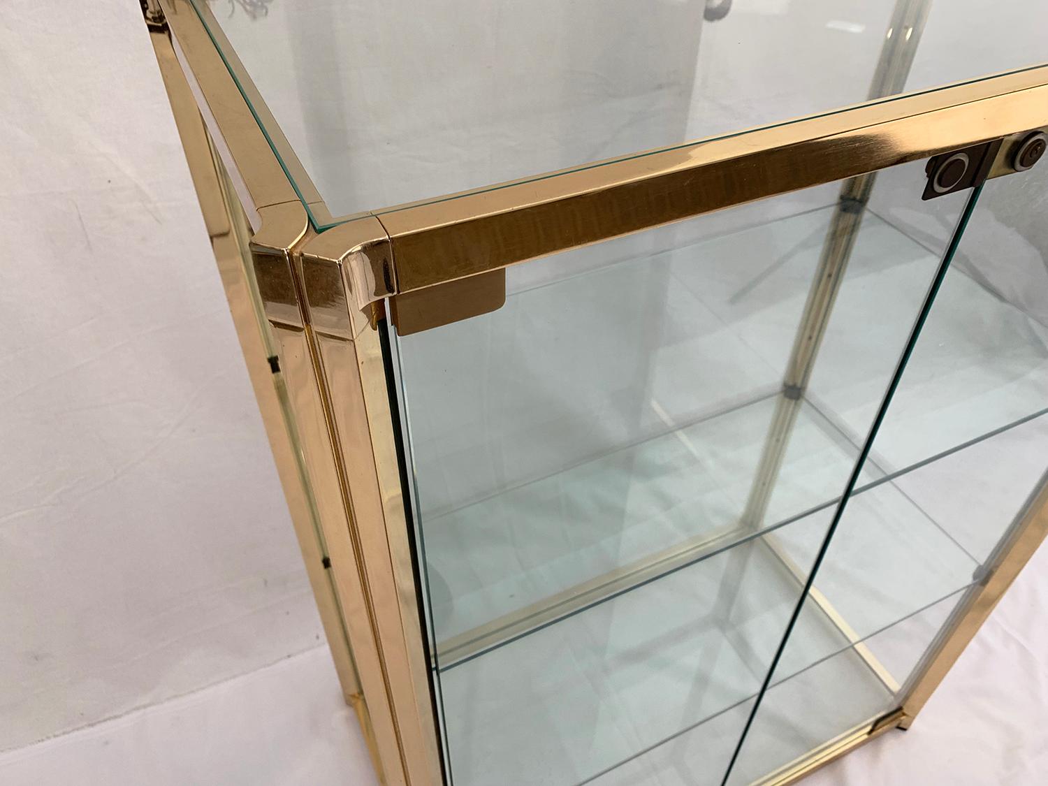 Mid-Century Modern Brass and Glass Vitrine For Sale